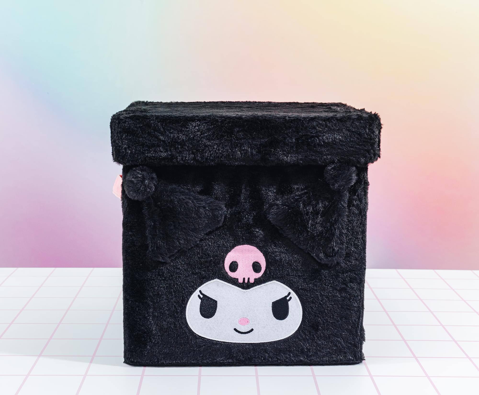 Alt View 3. Ukonic - Sanrio Kuromi 13-Inch Plush Storage Bin With Lid - Black.