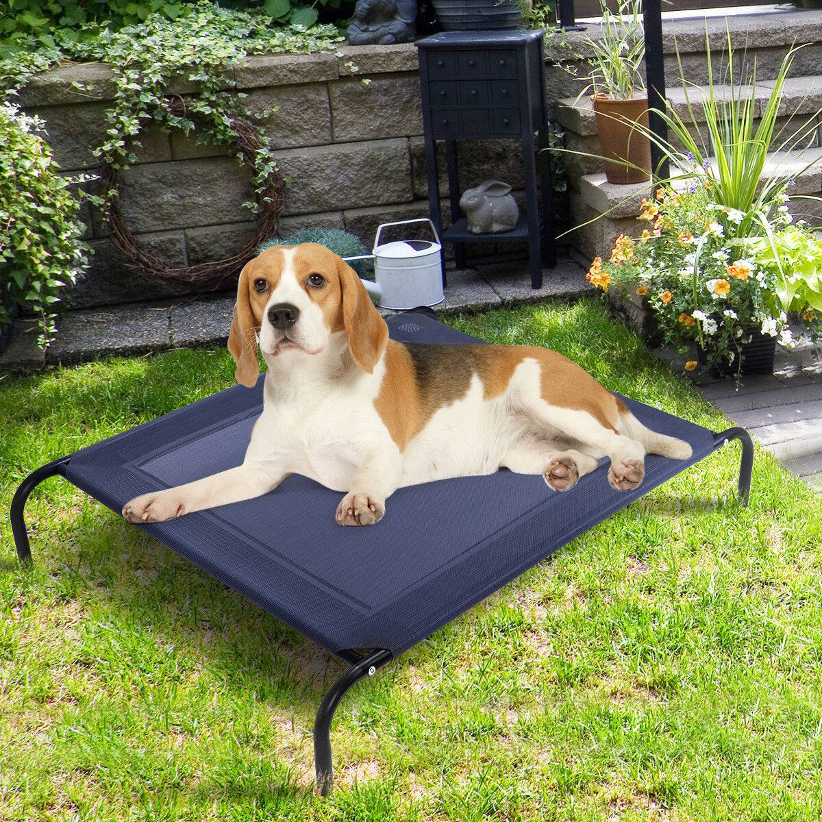 Alt View 2. Gymax - Gymax Large Dog Cat Bed Elevated Pet Cot Indoor Outdoor Camping Steel Frame Mat - Grey.