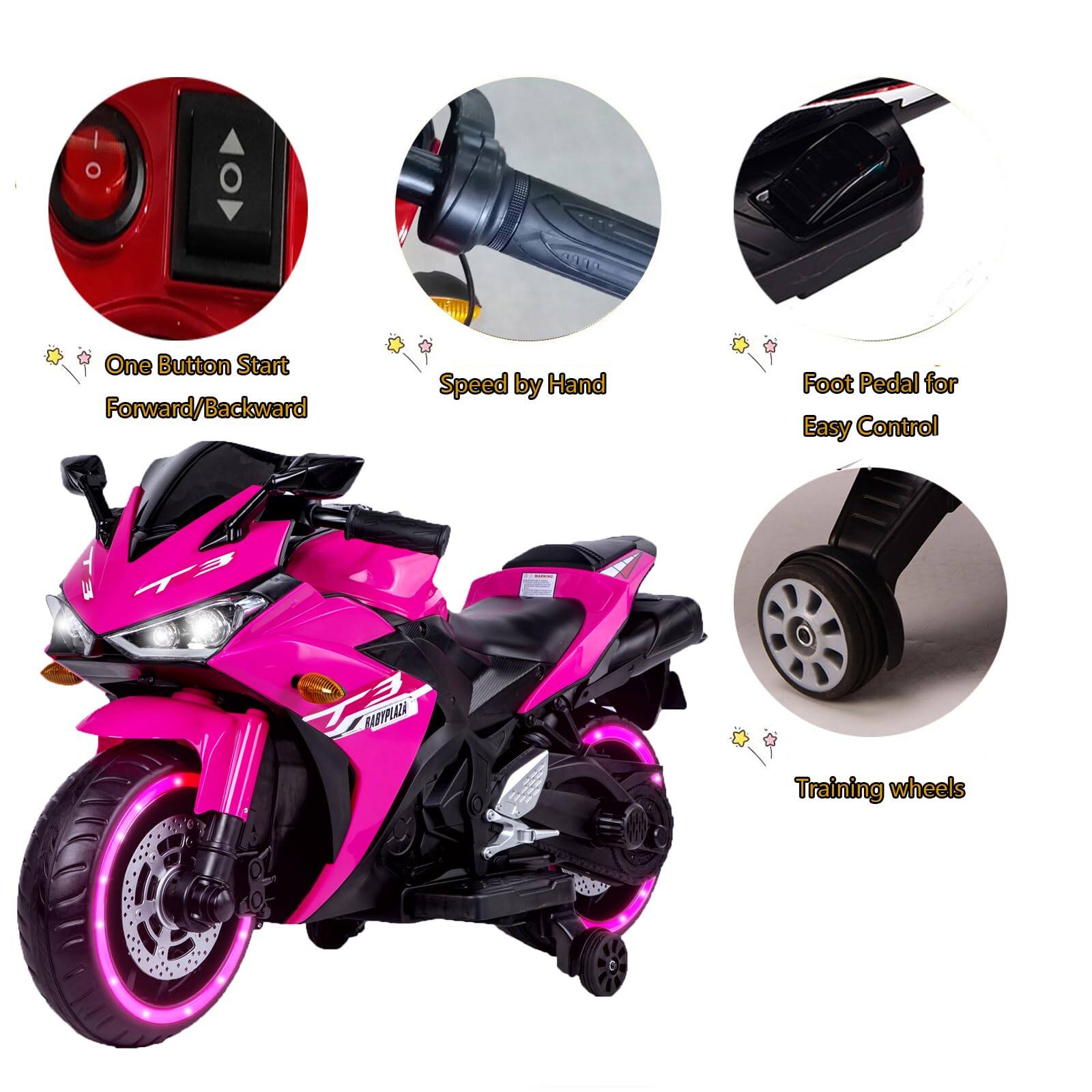 - One Button Start Forward/Backward
- Speed by Hand
- Foot Pedal for Easy Control
- Training wheels