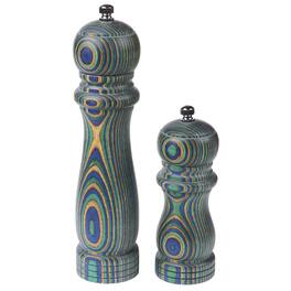 Island Bamboo - Pakkawood Pepper Mill and Salt Mill Set - Peacock