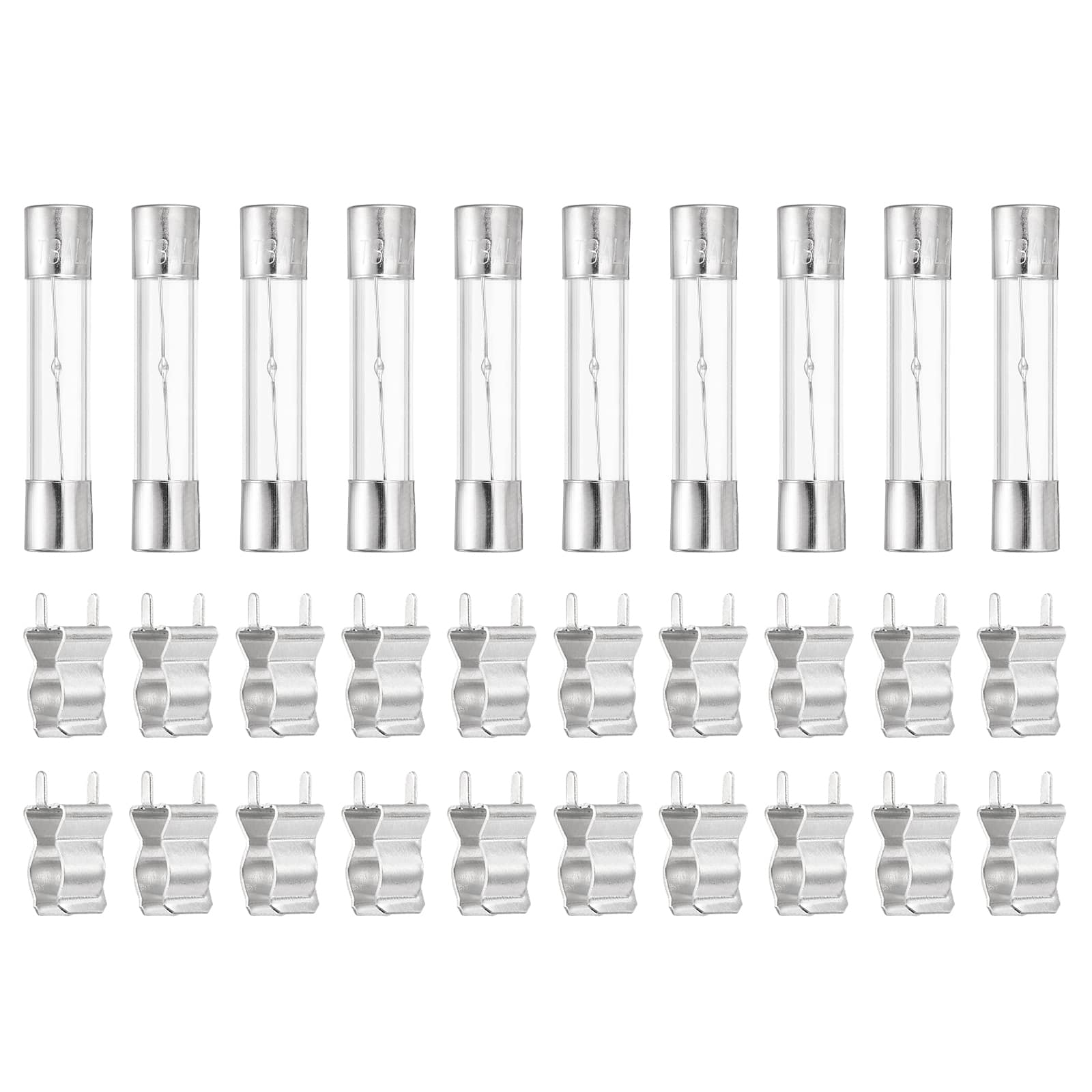 Unique Bargains - Glass Tube Fuses, 6x30mm 8A 250V Slow Fast Blow Glass Cartridge Tube Fuse with 20pcs Safety Clip 10pcs price history on PriceWatchPro