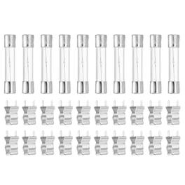 Unique Bargains - Glass Tube Fuses, 6x30mm 8A 250V Slow Fast Blow Glass Cartridge Tube Fuse with 20pcs Safety Clip 10pcs