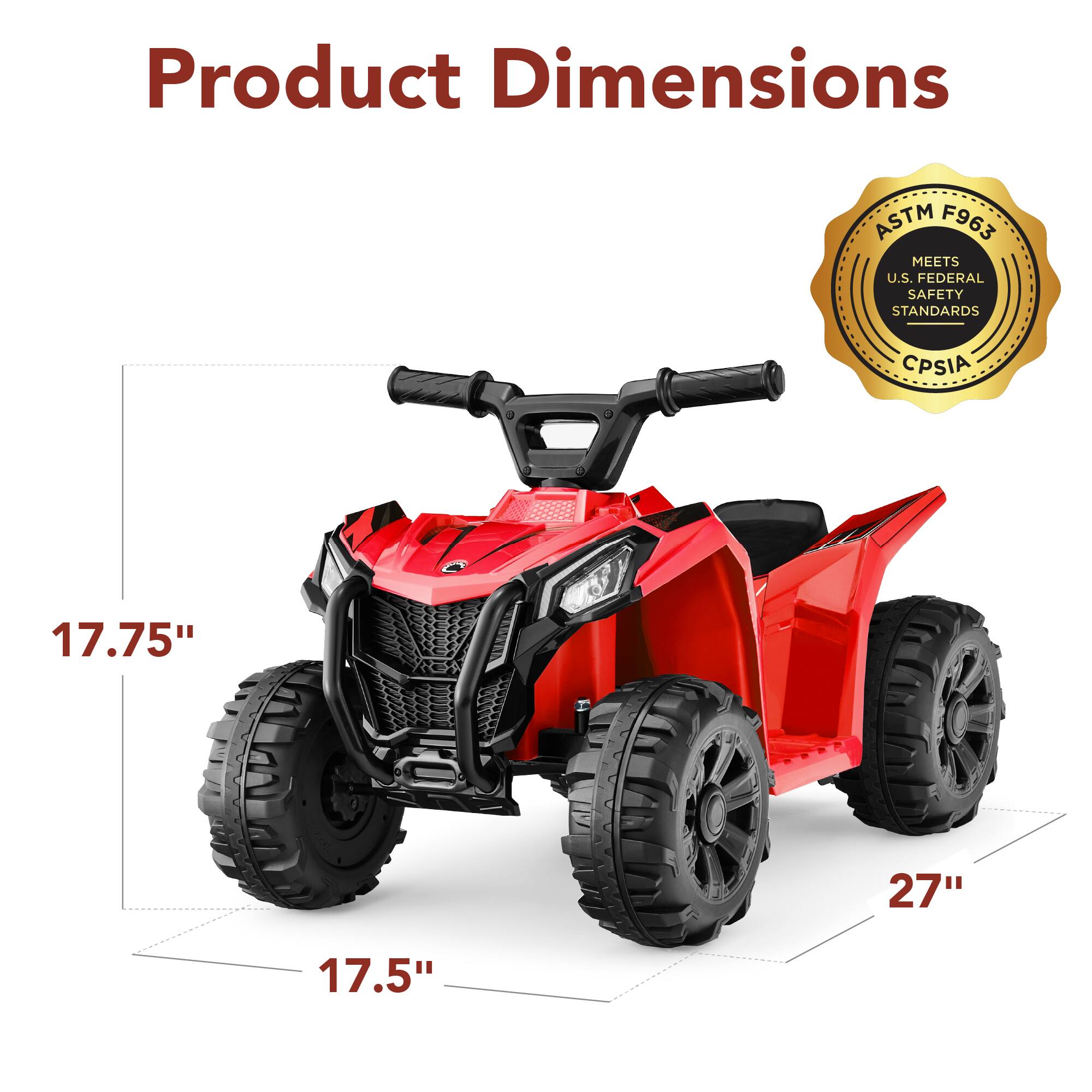 Product Dimensions: ASTM F963, Meets U.S. Federal Safety Standards CPSIA. Dimensions: 17.75" x 27" x 17.5".