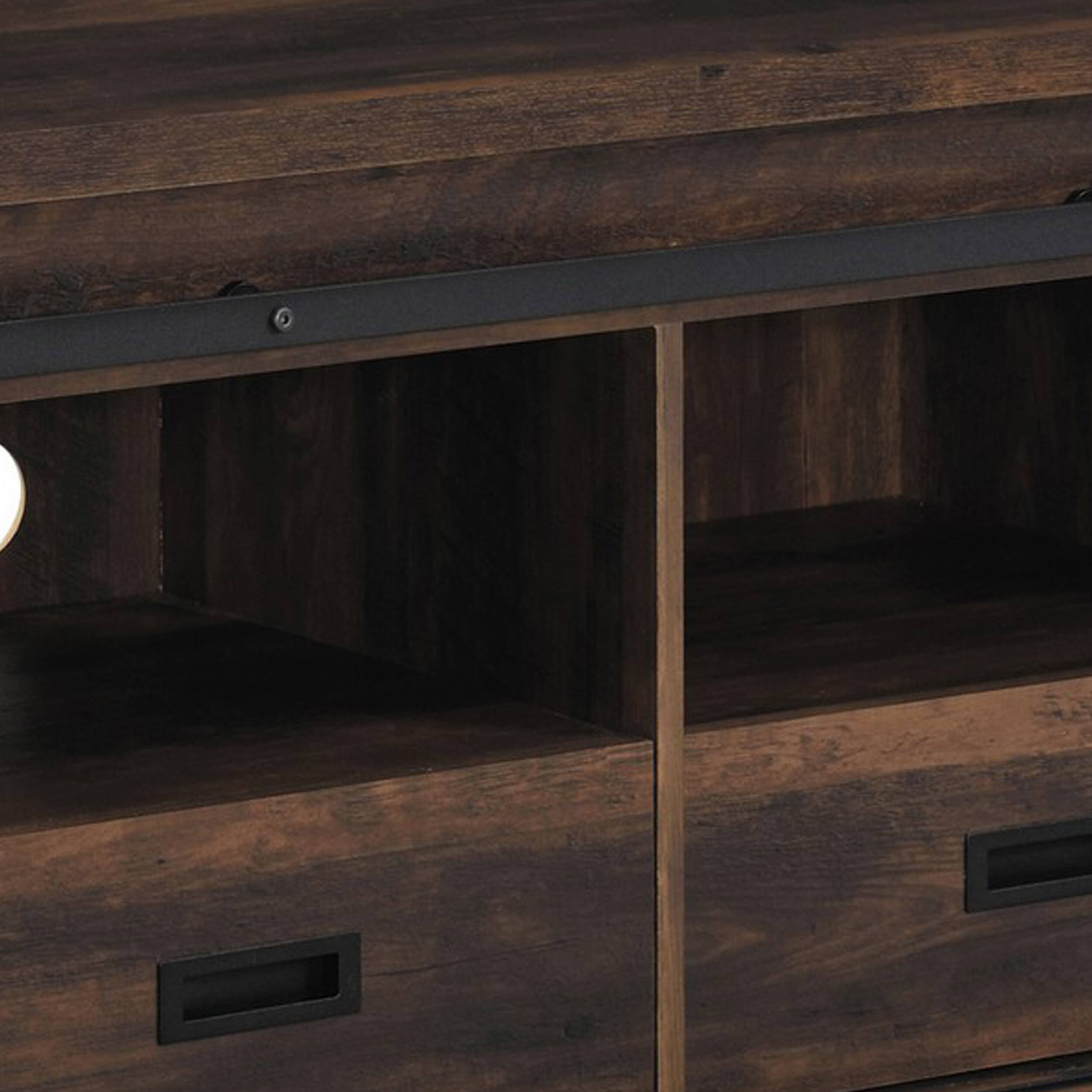 Alt View 2. Manhattan Lane - Sem 79 Inch TV Media Entertainment Console, 2 Drawers - Brown, Black.