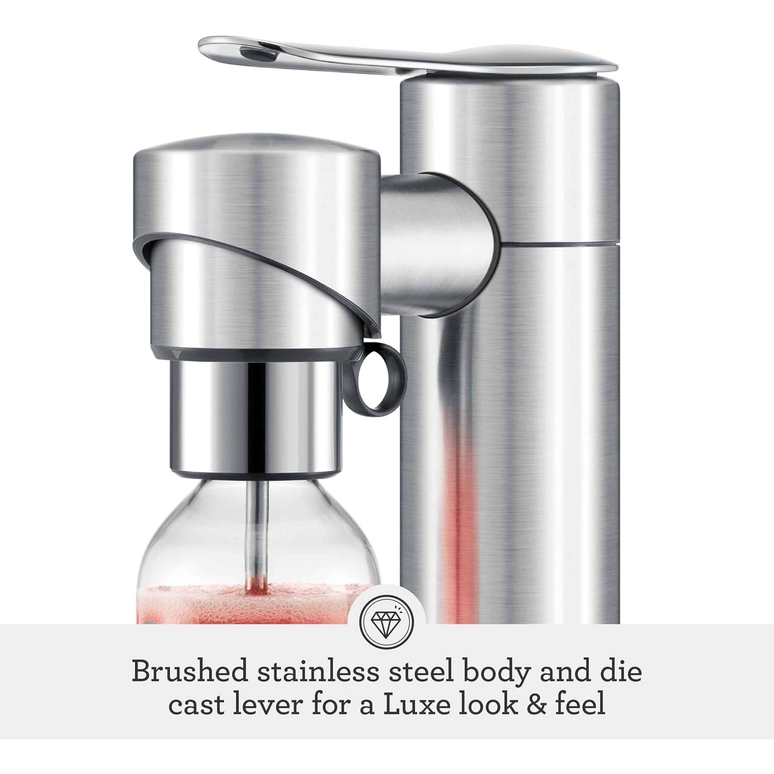 Brushed stainless steel body and die cast lever for a Luxe look & feel