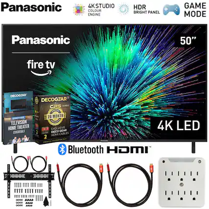 Panasonic
4K STUDIO COLOUR ENGINE HDR + BRIGHT PANEL GAME MODE
Panasonic 50" fire tv
DECOGEAR CPS BUNDLE
Eos T PREMIUM SUBE - CPS
26 MONTH
BEGINNERS TELEVISION HOME THEATER ESSENTIALS
DECOGEAR
EXCLUSIVE DECOGEAR HDMI CABLES
PREMIUM PROTECTION
Bluetooth
HDMI
4K LED
50"