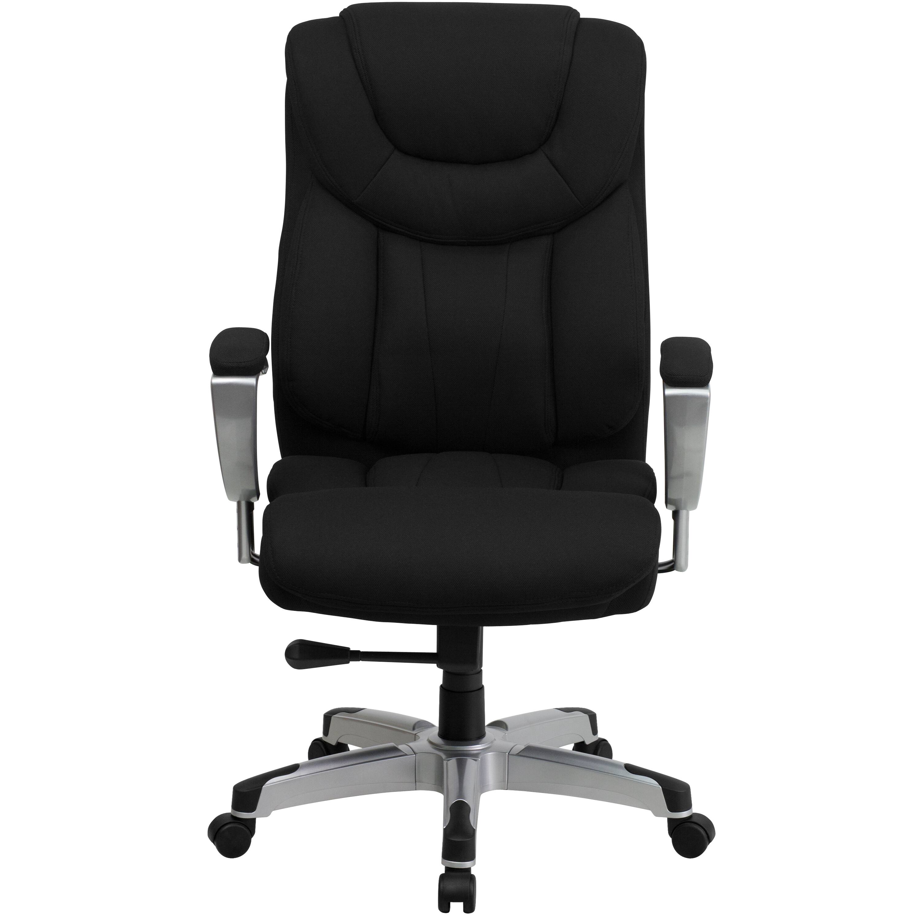 Alt View 7. Emma + Oliver - 400 lb. Big & Tall High Back Ergonomic Office Chair, Silver Adjustable Arms - Black Fabric.
