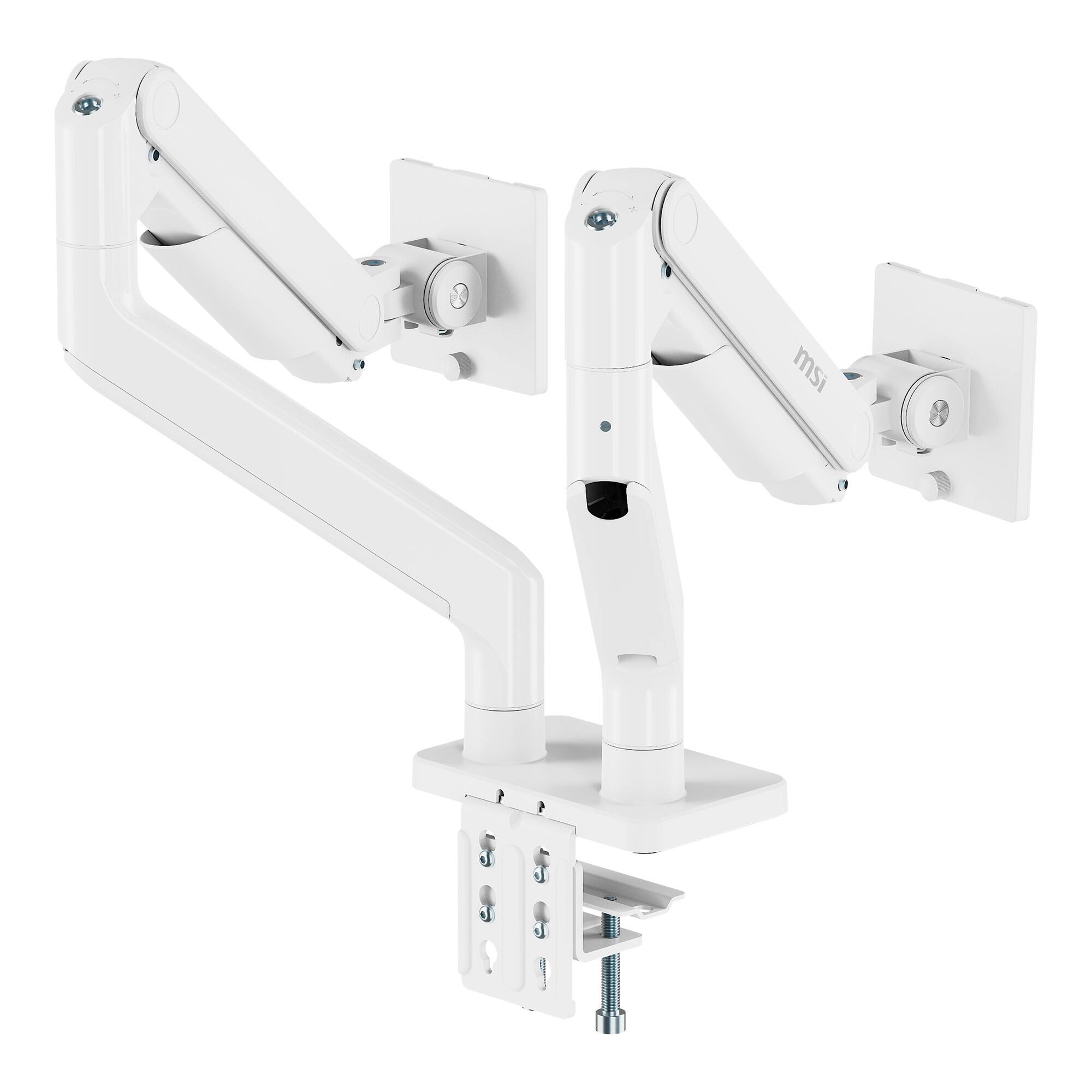 Alt View 5. MSI - MAG MT201DW Dual Monitor Arm – Adjustable Desk Mount, VESA Compatible, 17–45in, 44 lbs Capacity, Clamp & Grommet - Matte White.