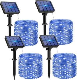 Veranti - 4-Pack Solar Fairy String Lights, 132FT 320 LED, 8 Modes, High-Efficiency Solar Panel, Waterproof Copper Wire Lights