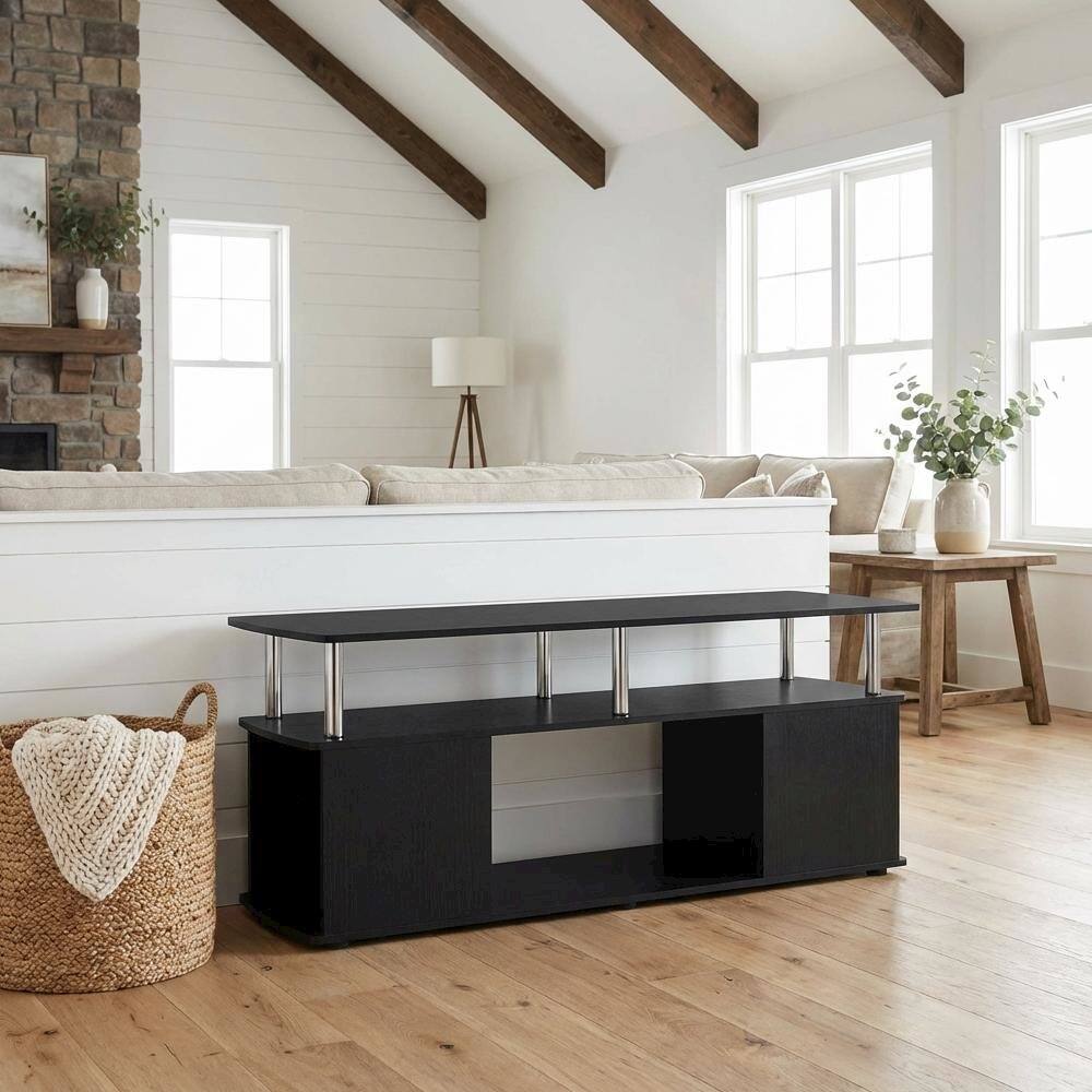 Angle. FurniFact - Americano Coffee Table with Stainless Steel Tubes and Utility Design - Americano/Chrome.