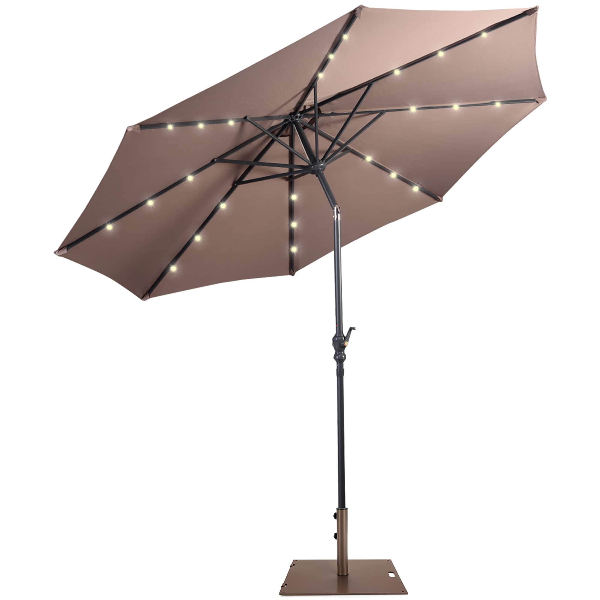 Costway - 10ft Solar Lights Patio Umbrella Outdoor W/ 50 LBS Movable Umbrella Stand - Tan price history on PriceWatchPro