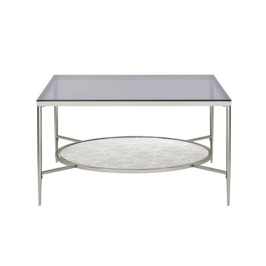 Tall Rounded Window Texture Manhattan Lane Coffee Table with Textured Round Shelf Silver - Best Buy