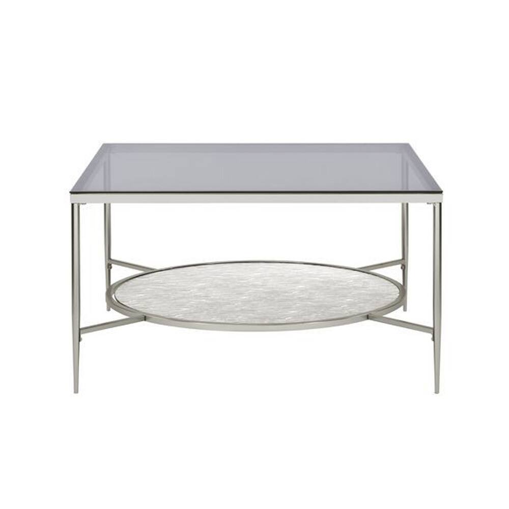 Alt View 1. Manhattan Lane - Coffee Table with Textured Round Shelf - Silver.