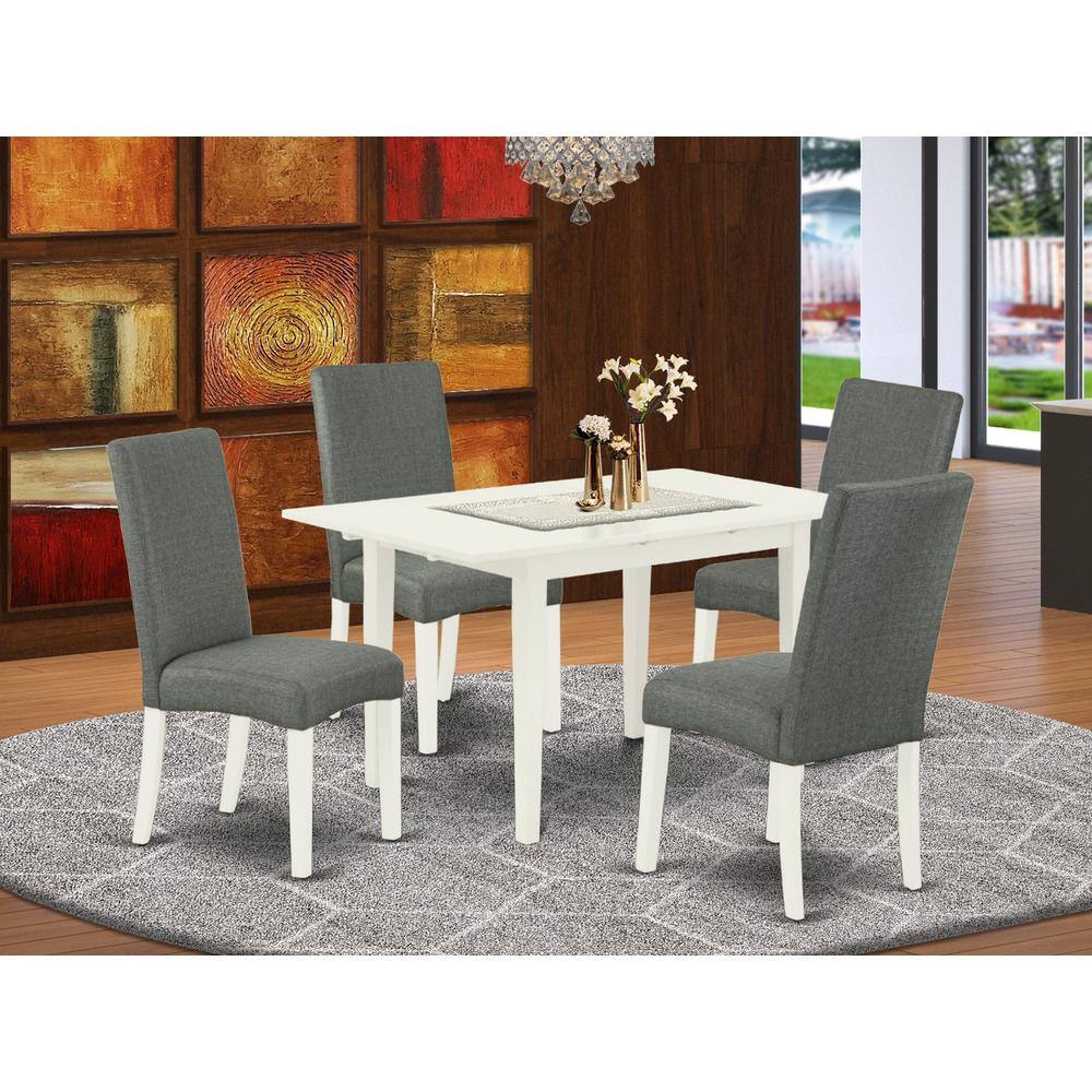 Left. East West Furniture - Dining Table- Dining Chairs - Brown.