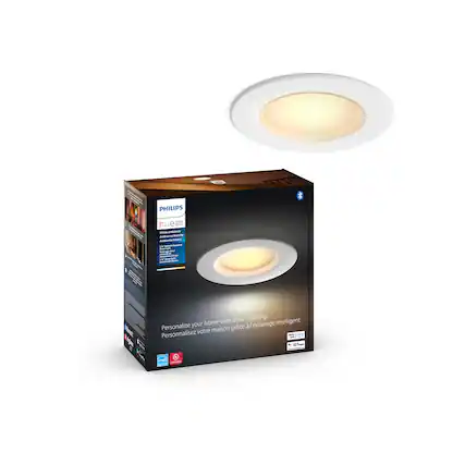 Front. Philips - Hue Bluetooth 5/6" High Lumen Recessed Downlight - White Ambiance.