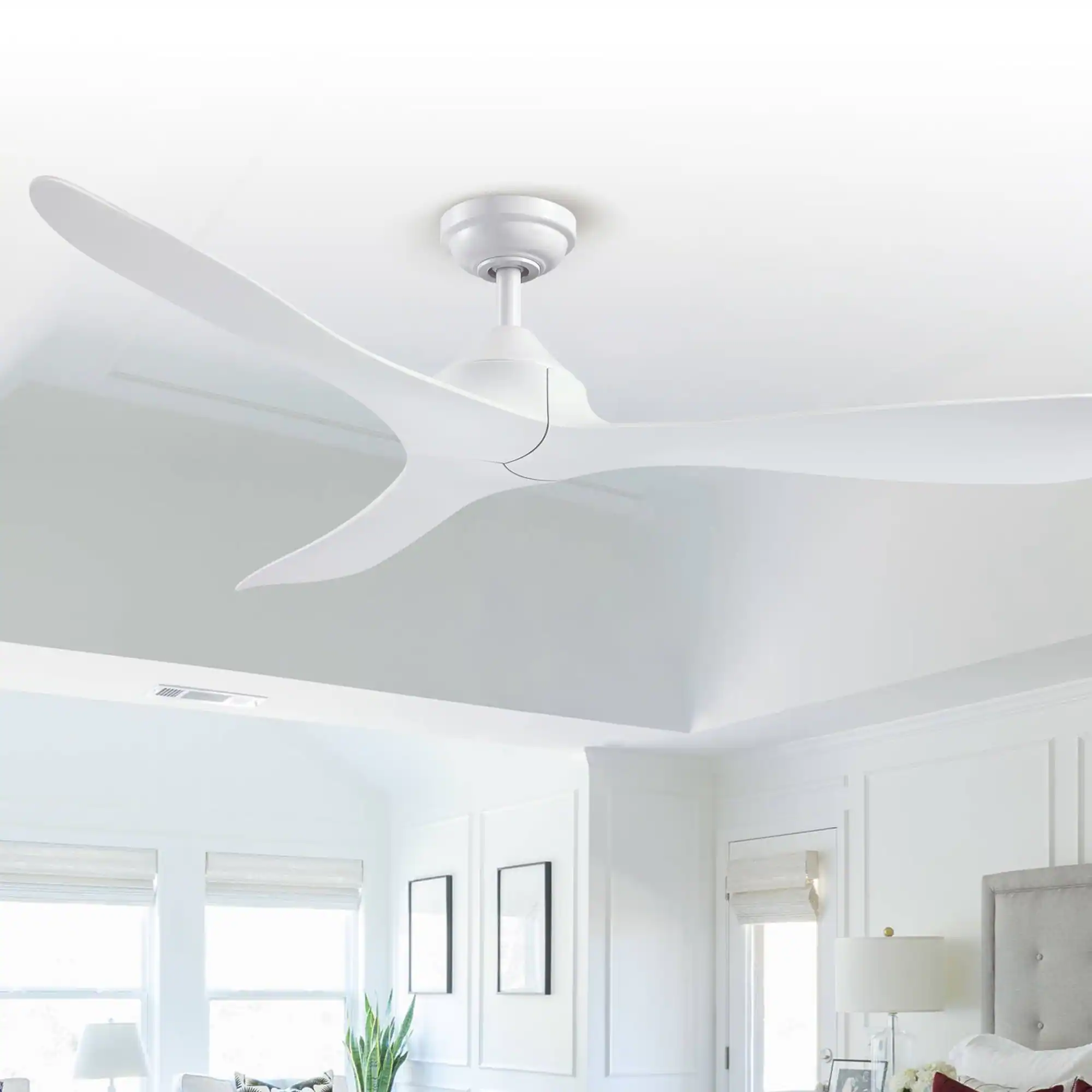Front. Parrot Uncle - 56 in. Modern White Propeller 3-Blade Ceiling Fan with Remote Control without Light - White.