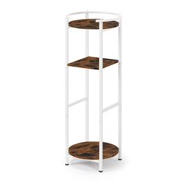Oumilen - 3-Tier Water Dispenser Stand Plant Shelf, White Metal with Rustic Wood - White