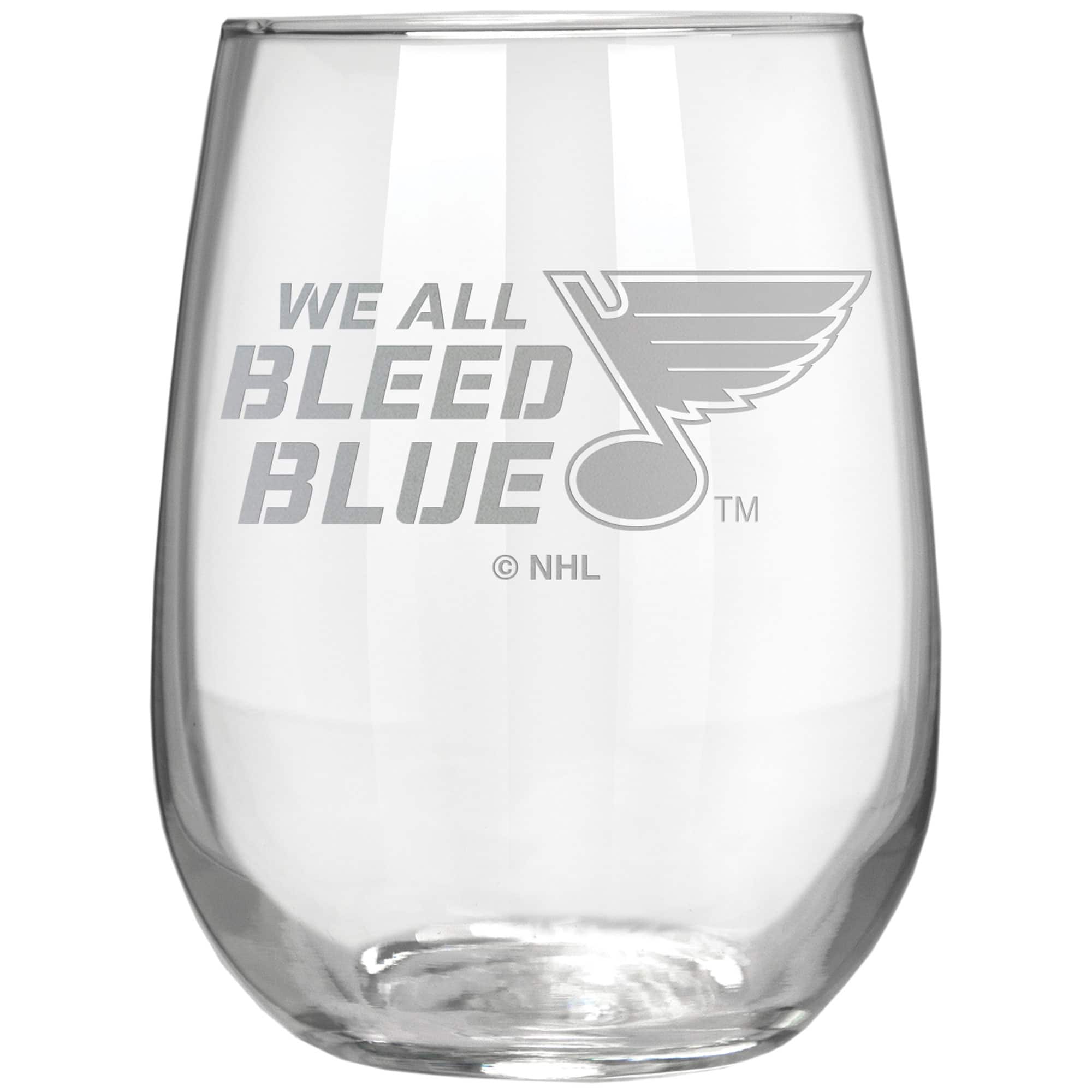 Great American Products - St. Louis Blues Etched 17oz. Rally Cry Stemless Wine Glass - Multicolor