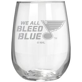 Great American Products - St. Louis Blues Etched 17oz. Rally Cry Stemless Wine Glass - Multicolor