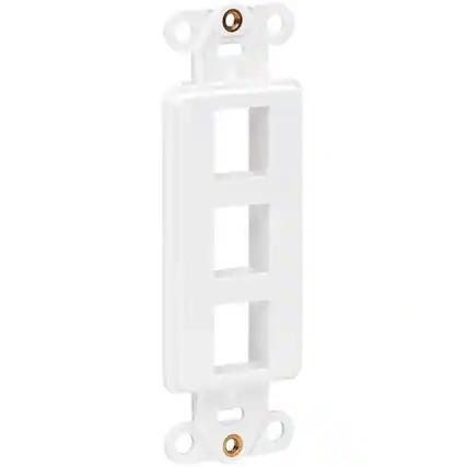 Front. Tripp Lite - Eaton Tripp Lite Series Center Plate Insert, Decora Style - Vertical, 3 Ports, TAA - 3 x Total Number of Socket(s) - White.