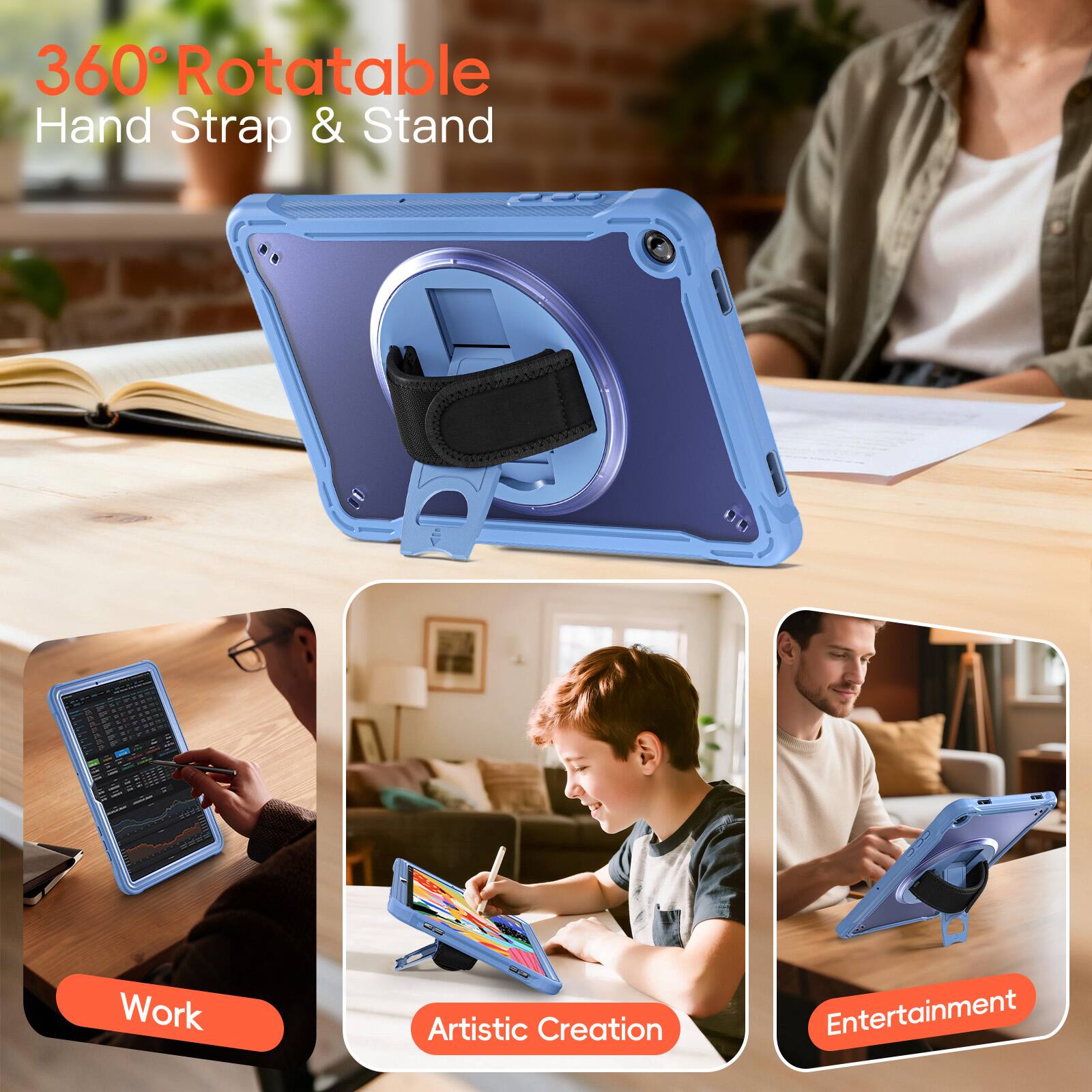 360° Rotatable Hand Strap & Stand

Work  
Artistic Creation  
Entertainment