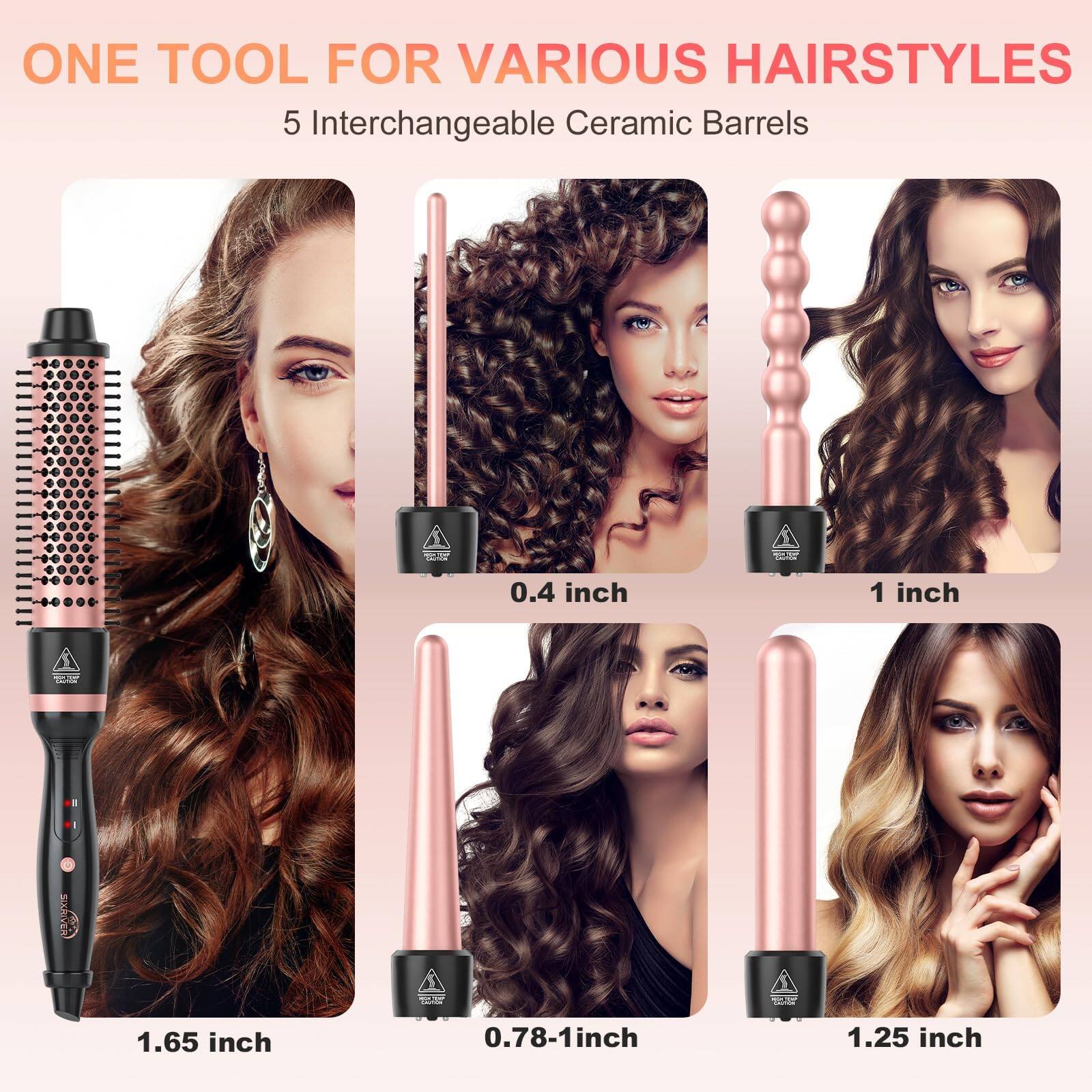 TECH SAFARI 5 1 Curling Wand Set Hair Iron Thermal Brush 4 ...