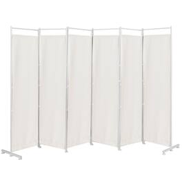Costway - 6-Panel Room Divider Folding Privacy Screen w/Steel Frame Decoration - White