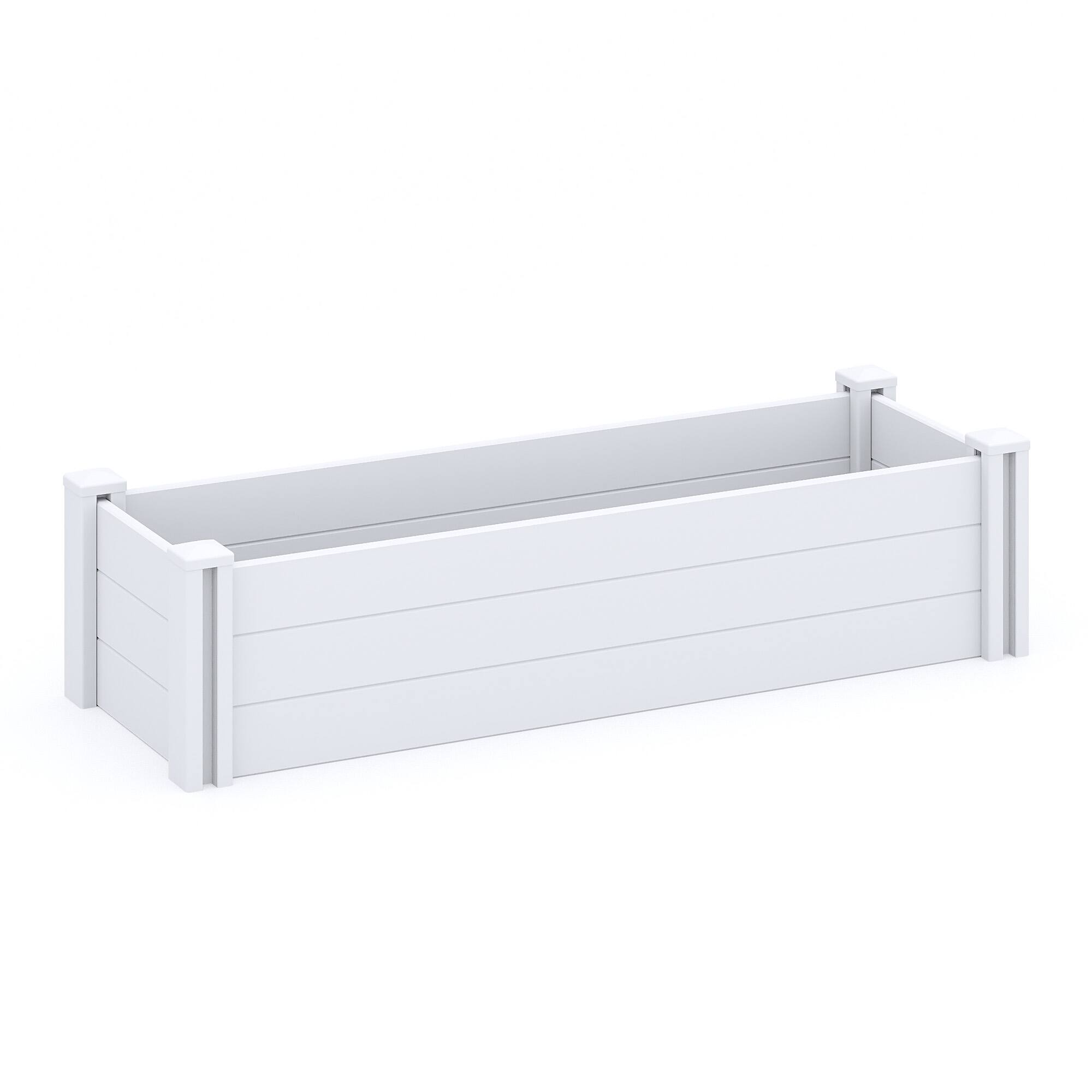 Angle. PexFix - 51.2 in. W x 13 in. H Rectangle Vinyl PVC Planter Box Raised Garden Beds-Perfect for Patio and Backyard Use - White.