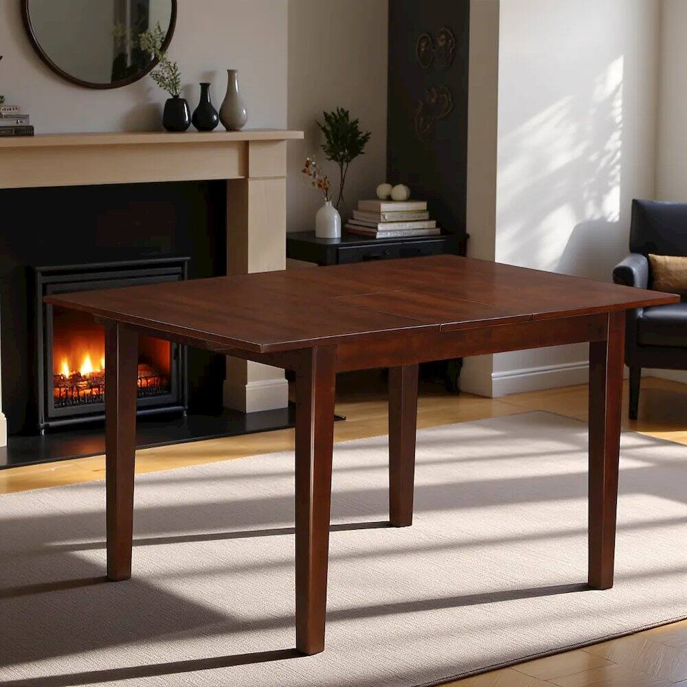 Angle. FurniFact - Elegant Drop Leaf Dining Table – Mahogany Expandable Kitchen Table - Mahogany.