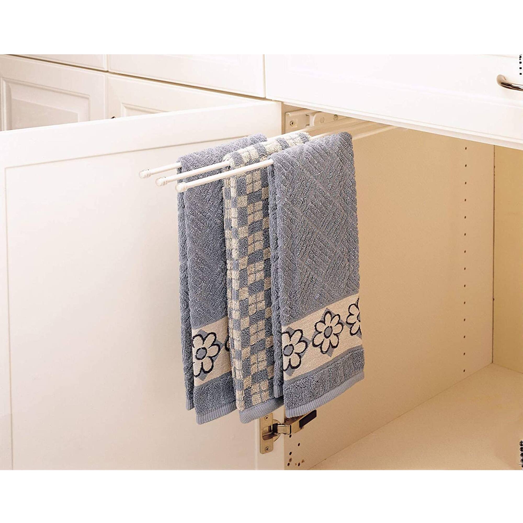 Alt View 10. Rev-A-Shelf - Rev-A-Shelf Pullout Dish Towel Bar Under Kitchen Cabinet 3 Prong, White, 563-47 - White.