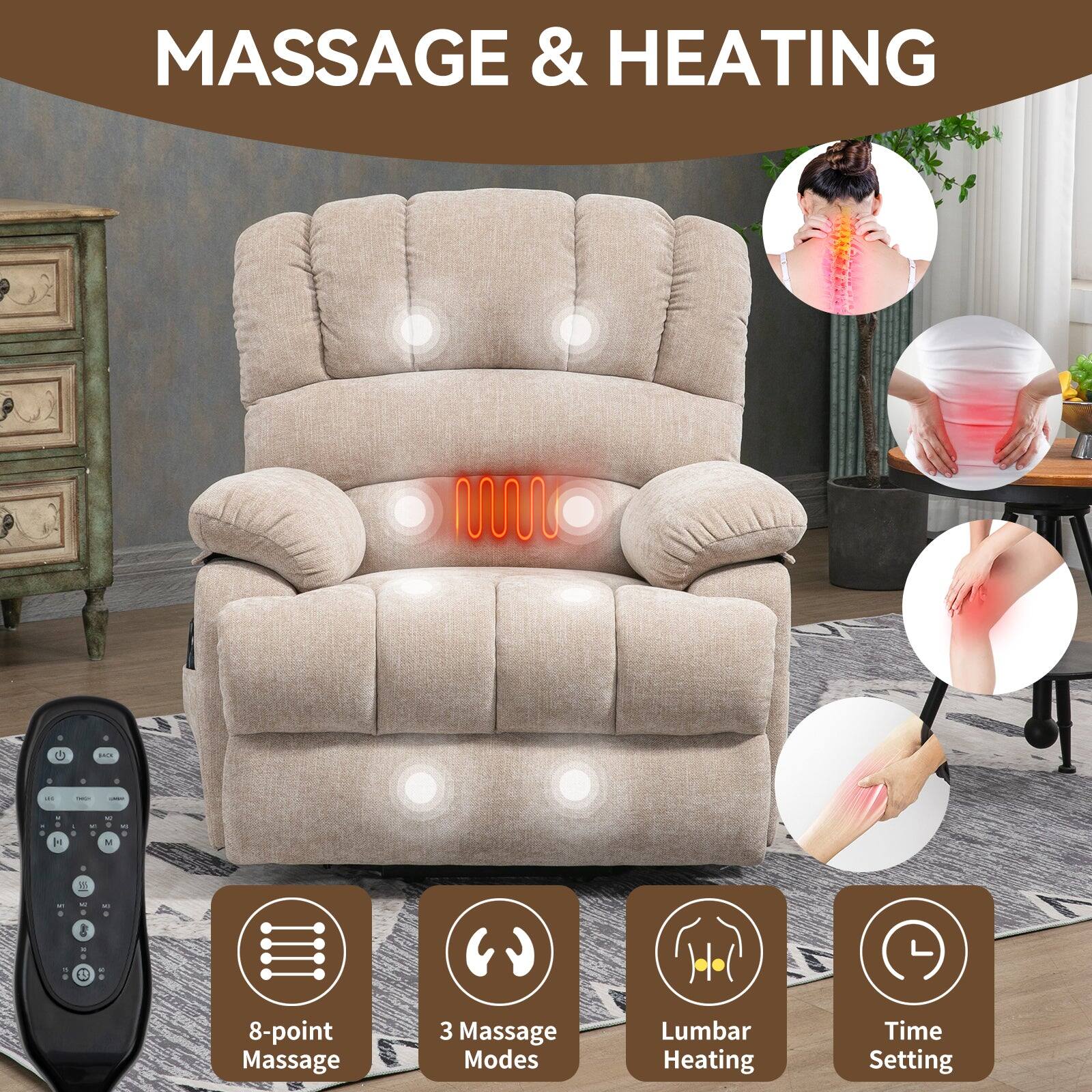 MASSAGE & HEATING

- 8-point Massage
- 3 Massage Modes
- Lumbar Heating
- Time Setting