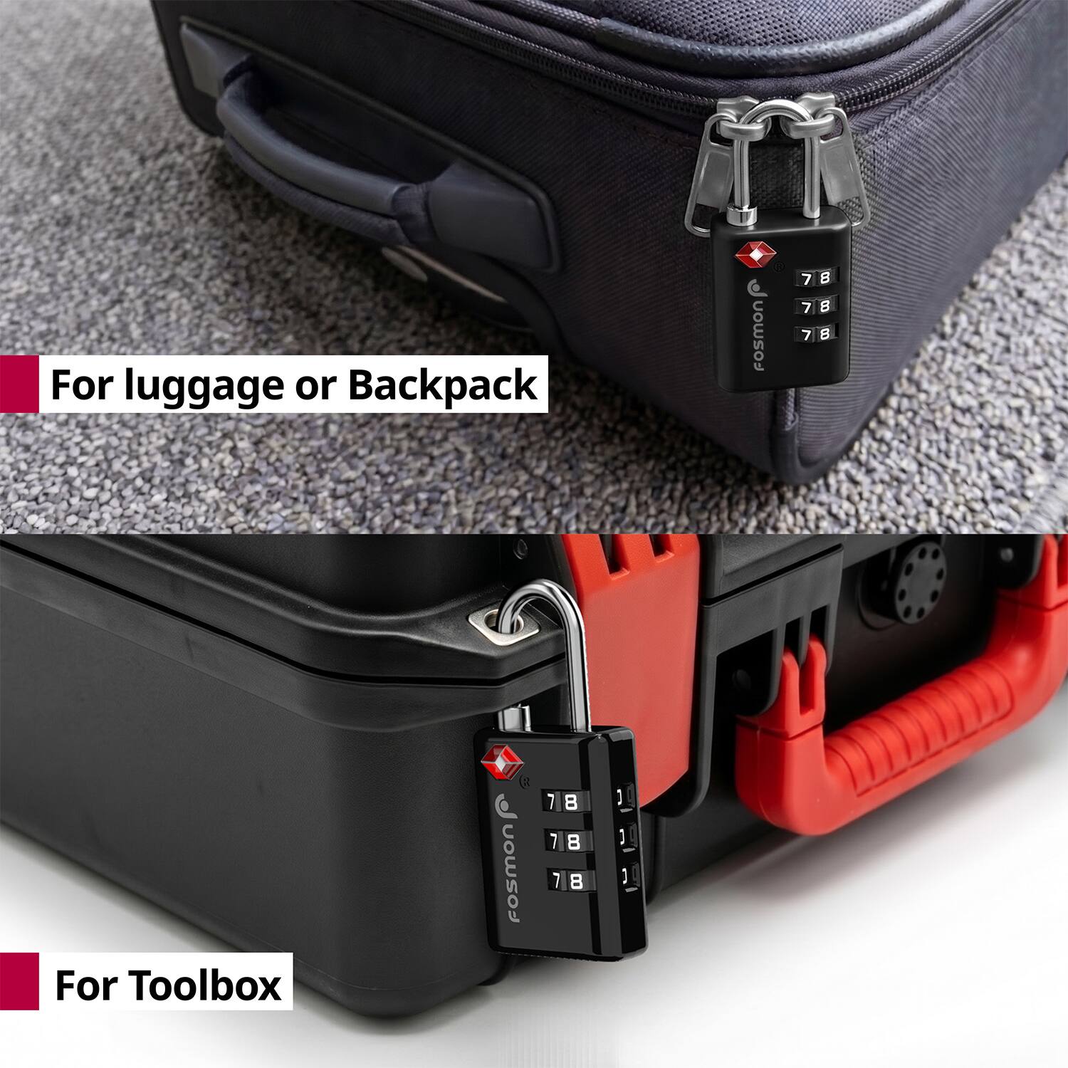 For luggage or Backpack  
Fosmon D 7B 7B 7B 7B  
For Toolbox  
Fosmon 1 7 7B 7B