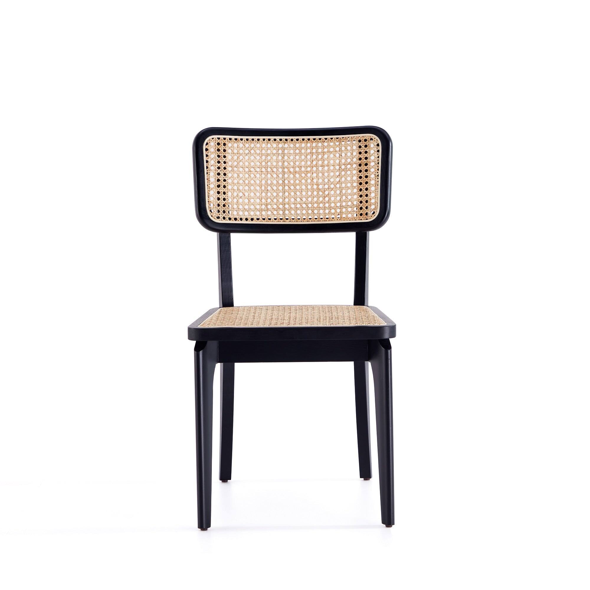 Back. Manhattan Comfort - Giverny Industry Chic Wood Dining Chair - Set of 2 - Black and Natural.