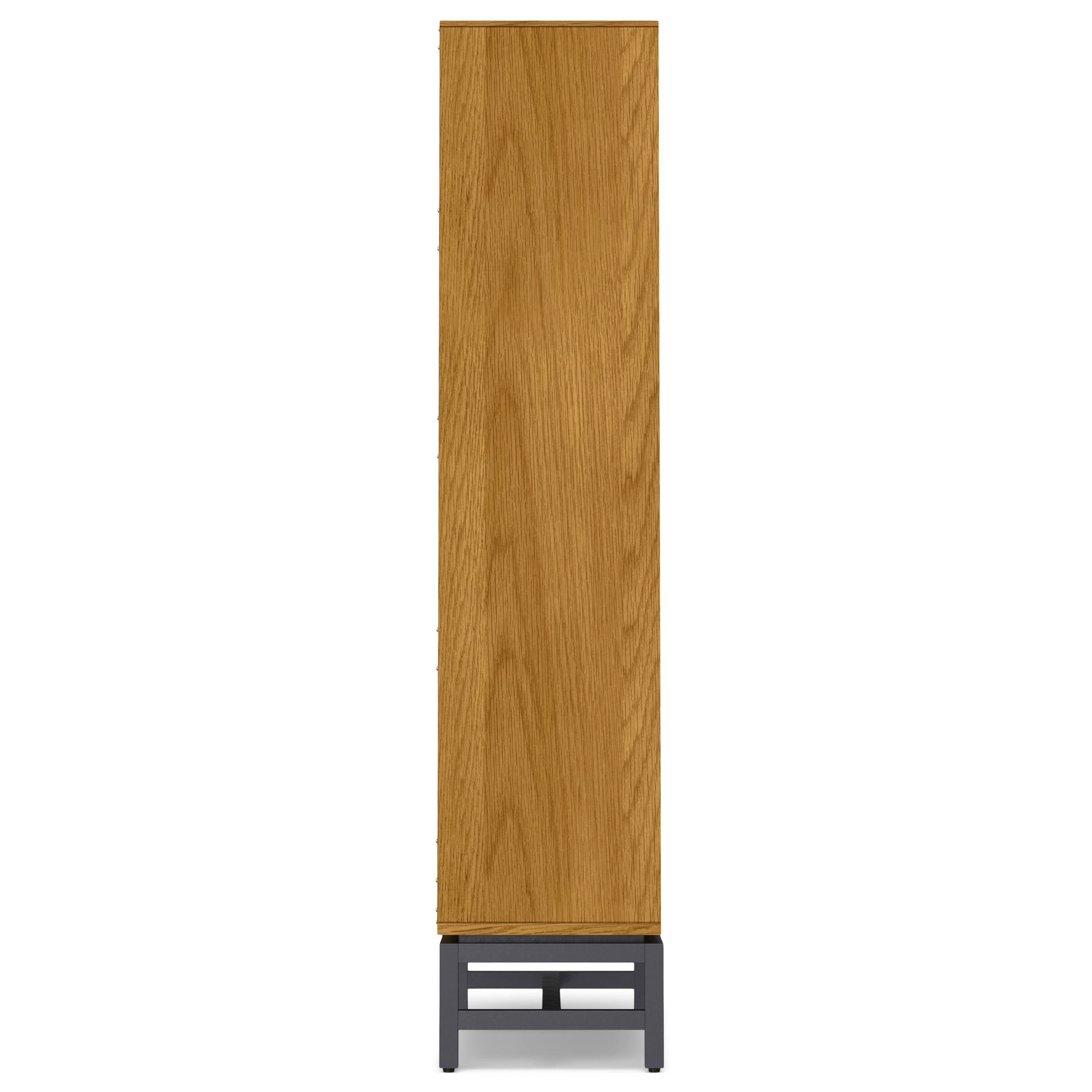 Alt View 2. Simpli Home - Banting 66 inch Tall Solid Wood Mid Century Bookcase in Oak Veneer - Oak Veneer.