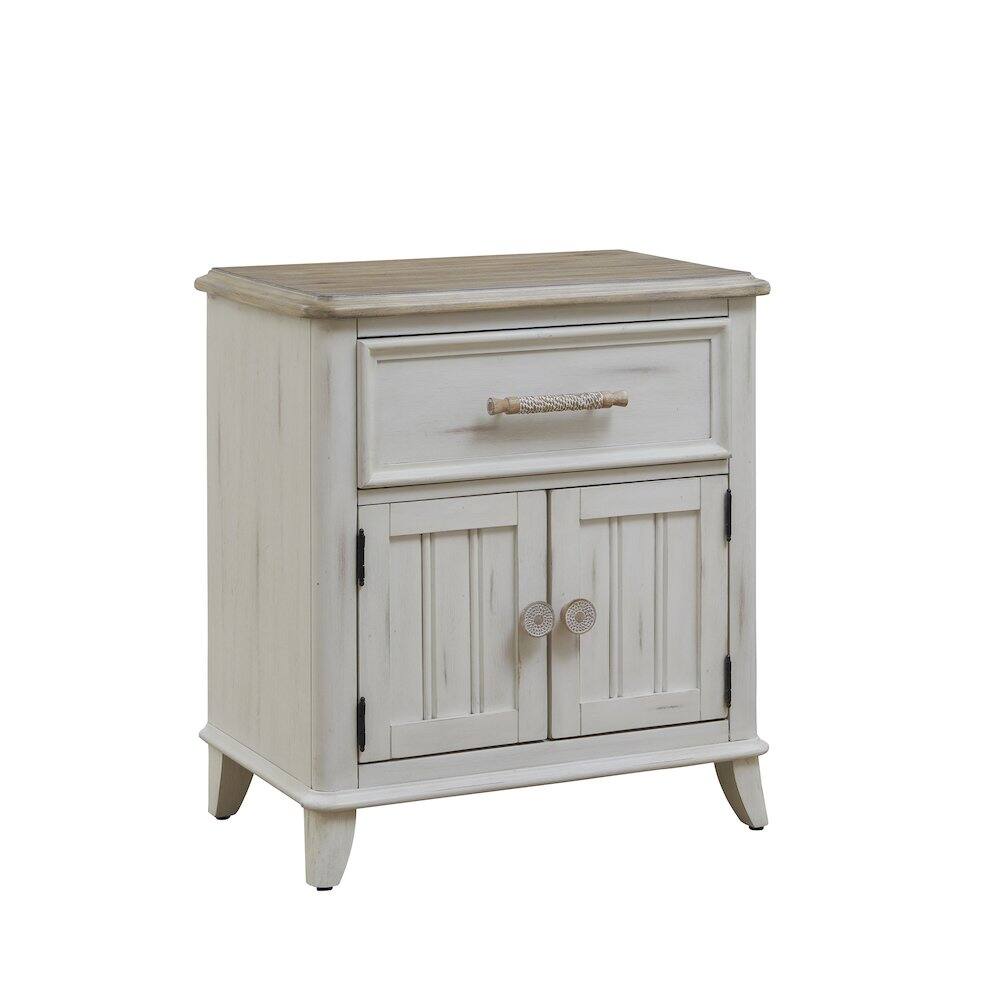 Front. American Woodcrafters - Beach Comber Nightstand - Weathered White - Sand Top - White.