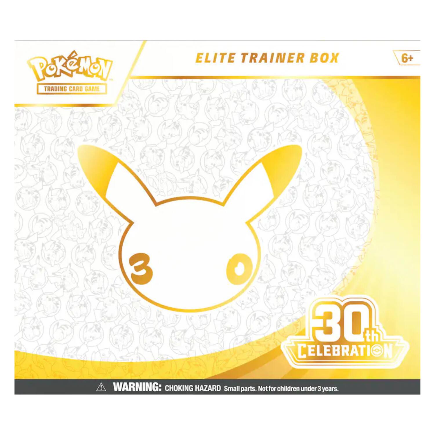 Pokémon Trading Card Game  
Elite Trainer Box  
6+  
30th Celebration  
Warning: Choking Hazard Small parts. Not for children under 3 years.
