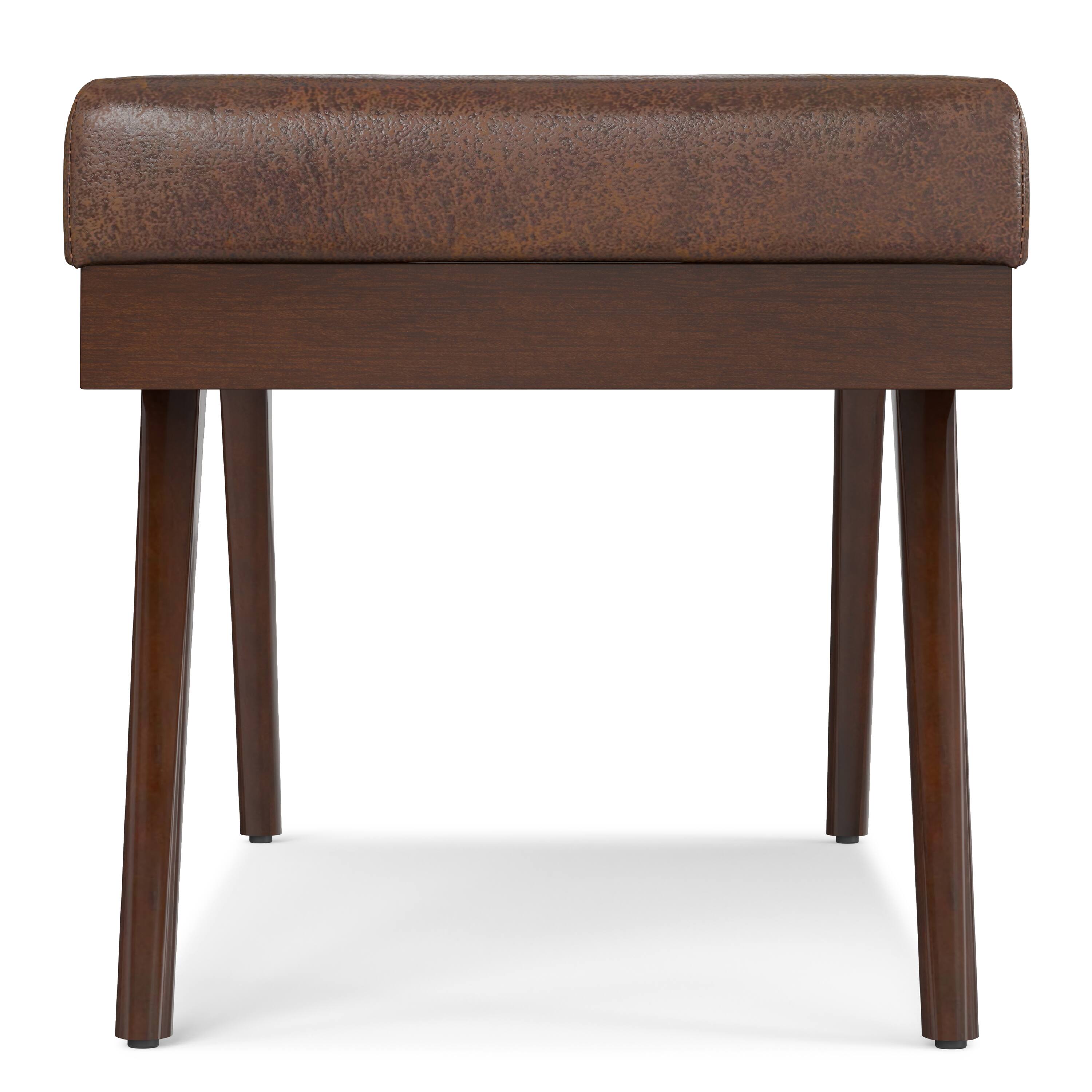 Alt View 1. Simpli Home - Chanelle SOLID HARDWOOD Mid Century Ottoman Bench in Distressed Chestnut Brown - Distressed Chestnut Brown.
