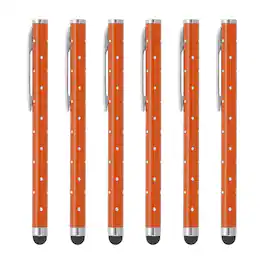 Unique Bargains - Stylus Pens for Touch Screens, 6pcs High Precision Universal Bling Metal Capacitive Pen for Touch Screen Devices Phone - Orange