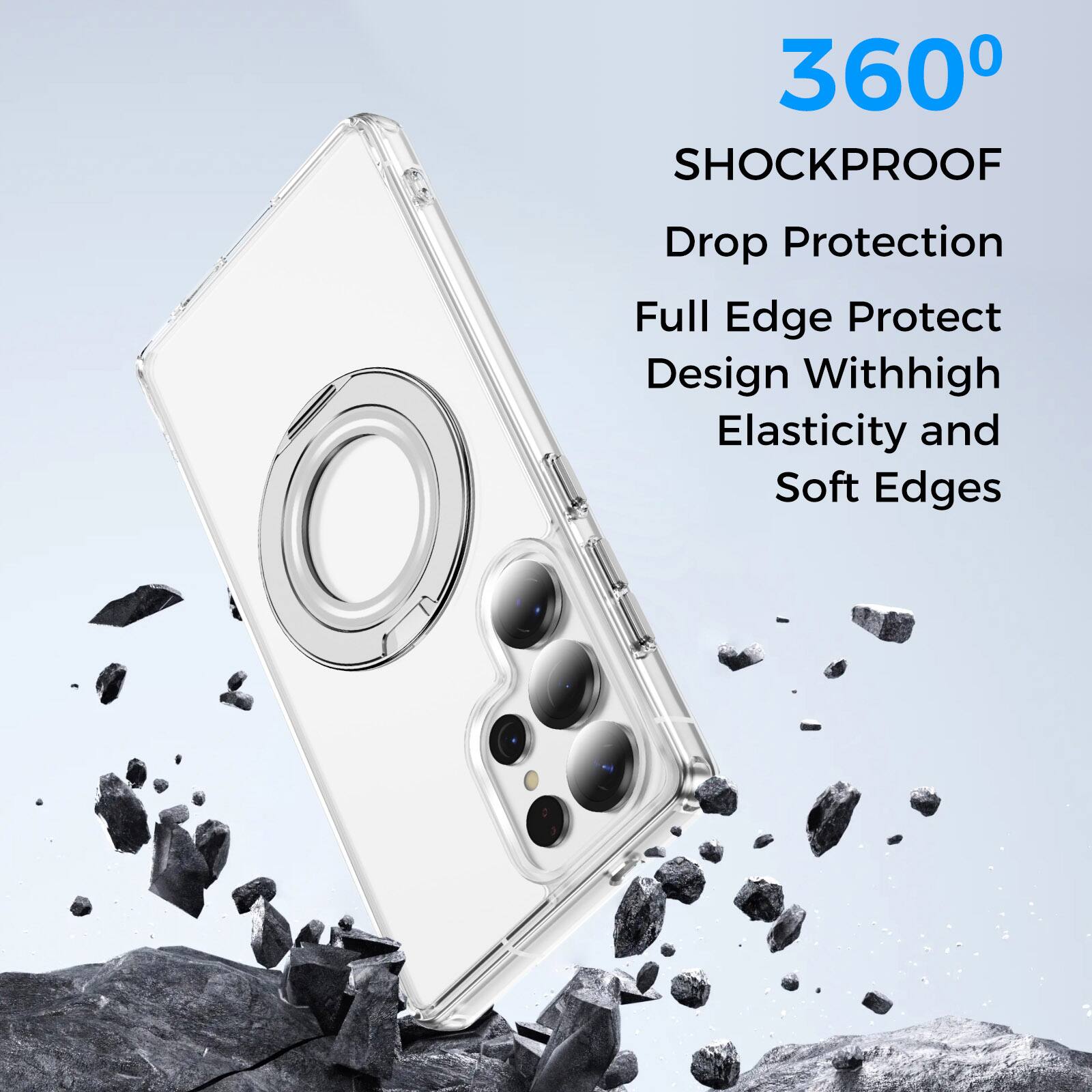 360° SHOCKPROOF  
Drop Protection  
Full Edge Protect Design With High Elasticity and Soft Edges