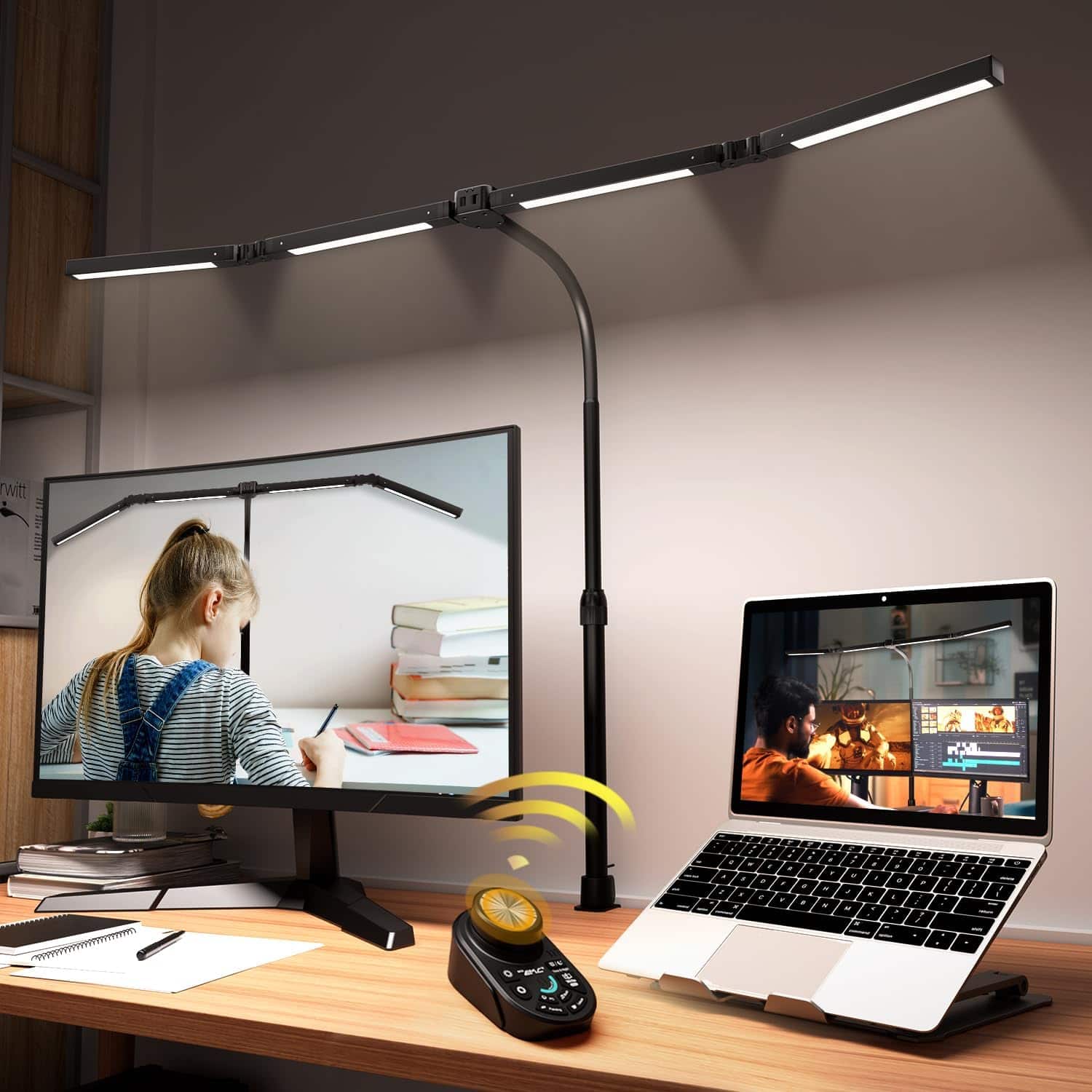 Dazzed Corner - Adjustable LED Desk Lamp – Stepless Dimming, 5 Modes - Black
