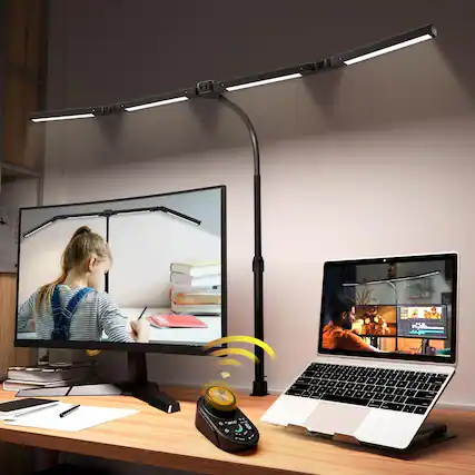 Front. Dazzed Corner - Adjustable LED Desk Lamp – Stepless Dimming, 5 Modes - Black.