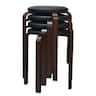 Costway - Set of 4 Bentwood Round Stool Stackable Dining Chair W/ Padded Seat - Black