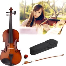 Winado - Hot Sale 1/2 Size Acoustic Violin Case Bow Rosin for Kid 9-10 years old Natural