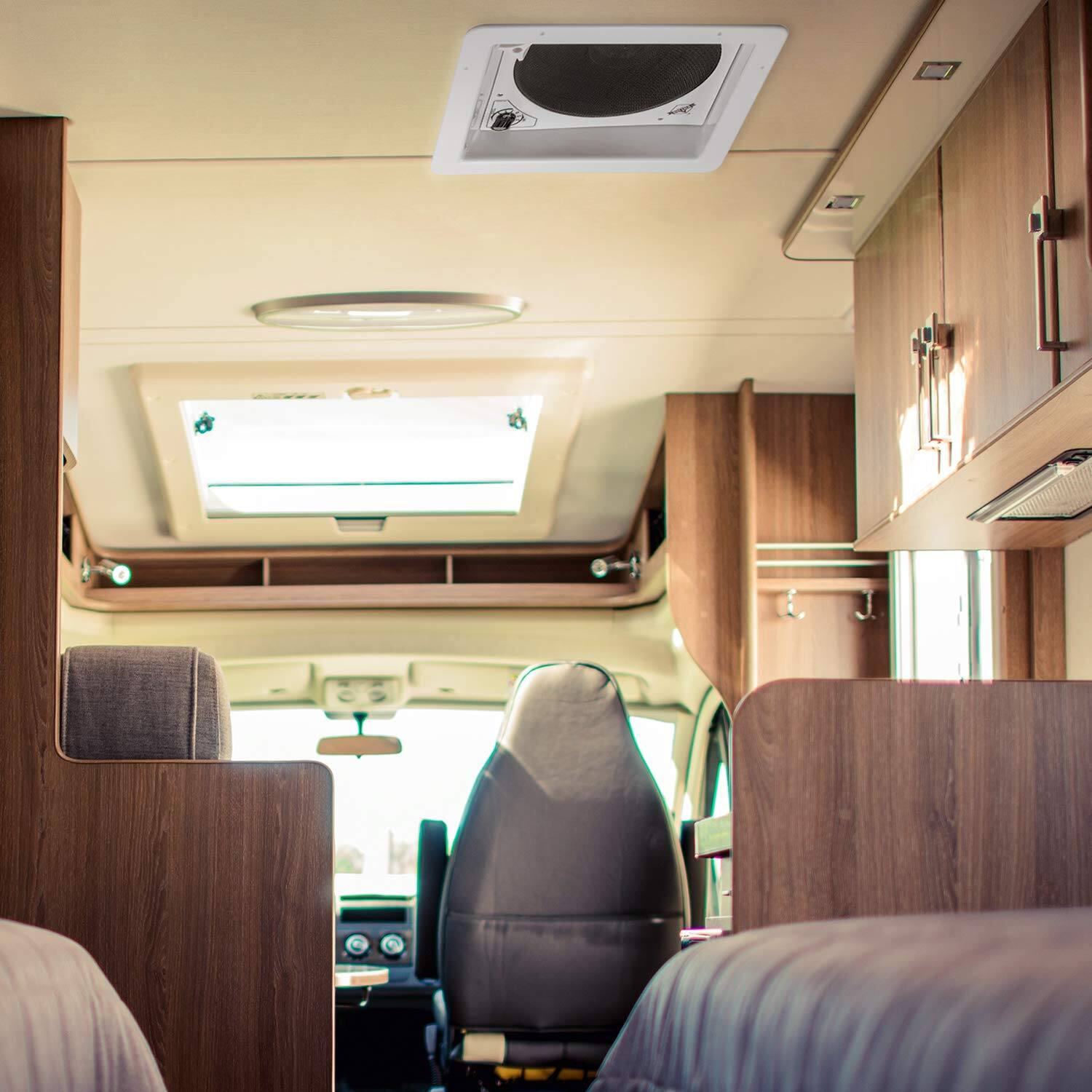 Alt View 6. Hike Crew - 14” RV Roof Vent Fan, 12V 3-Speeds Intake & Exhaust Manual Camper Fan - Smoked Lid - Smoked.