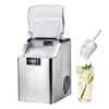 Front. VEVOR - Countertop Ice Maker, 44 lbs per Day, Self-Cleaning Portable Machine with Scoop, 4 lbs Ice-Storage Basket - Silver.