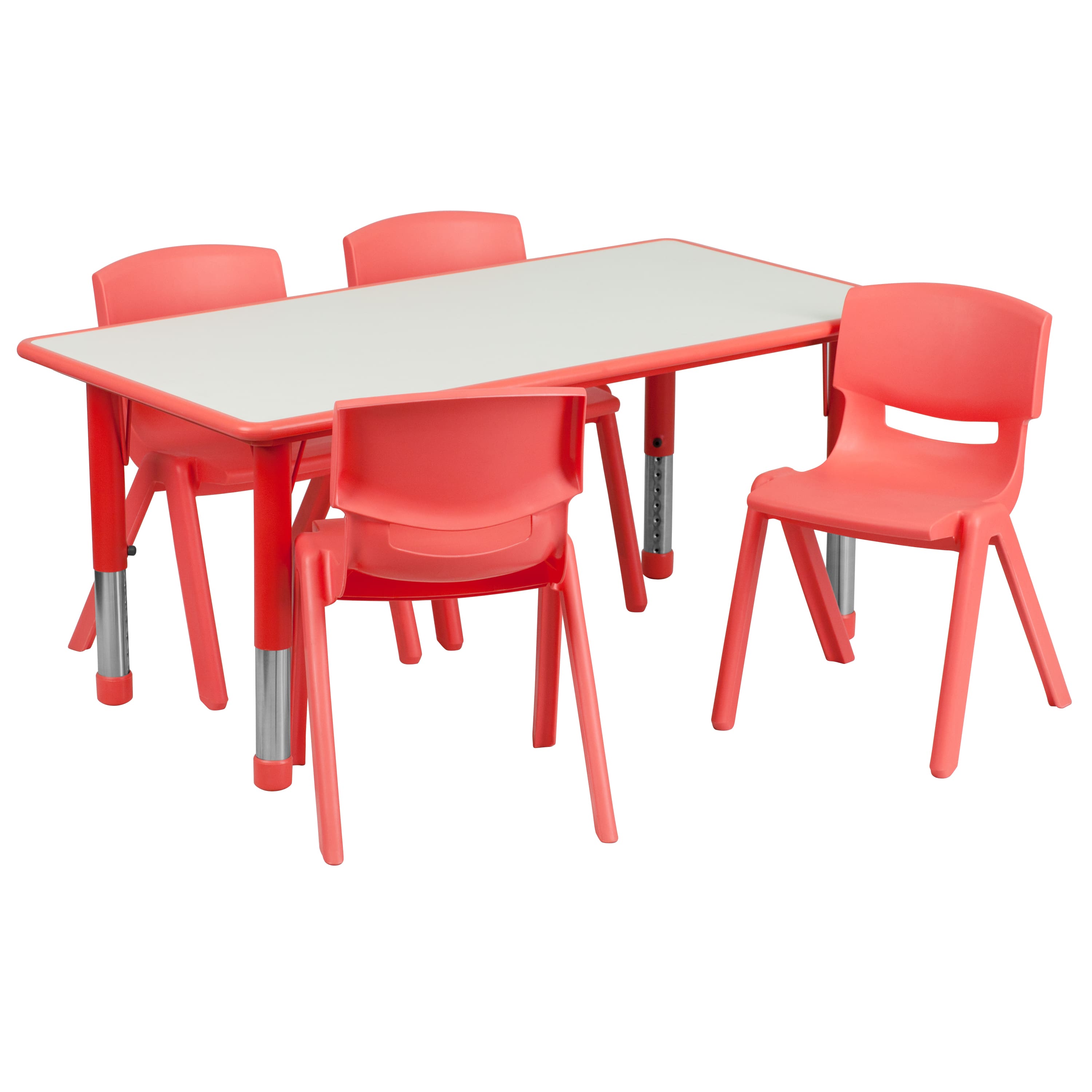 "Flash Furniture - Emmy Adjustable Kids Activity Table Set – 23.6"" x 47.25"" /Gray Plastic Table with 4 Chairs – Classroom & Daycare - Red" price history on PriceWatchPro