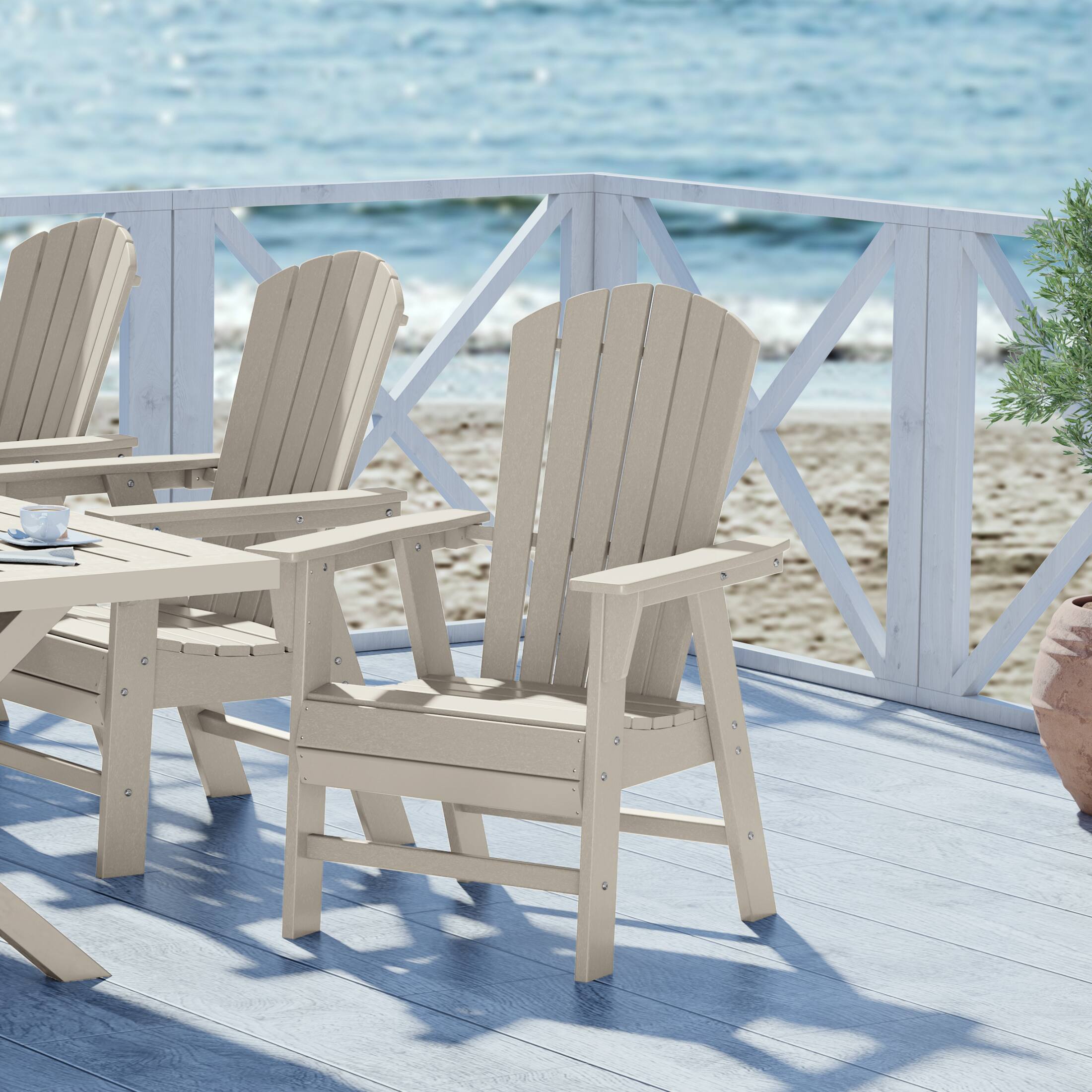 Angle. WestinTrends - WestinTrends Dylan Outdoor Patio Shell-back Adirondack Dining Chair Weather Resistant - Sand.
