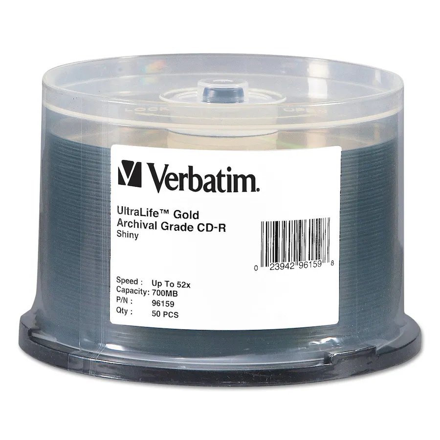 Verbatim 96159 700 MB/80 min 52X Archival Grade CD R Recordable Disc in ...