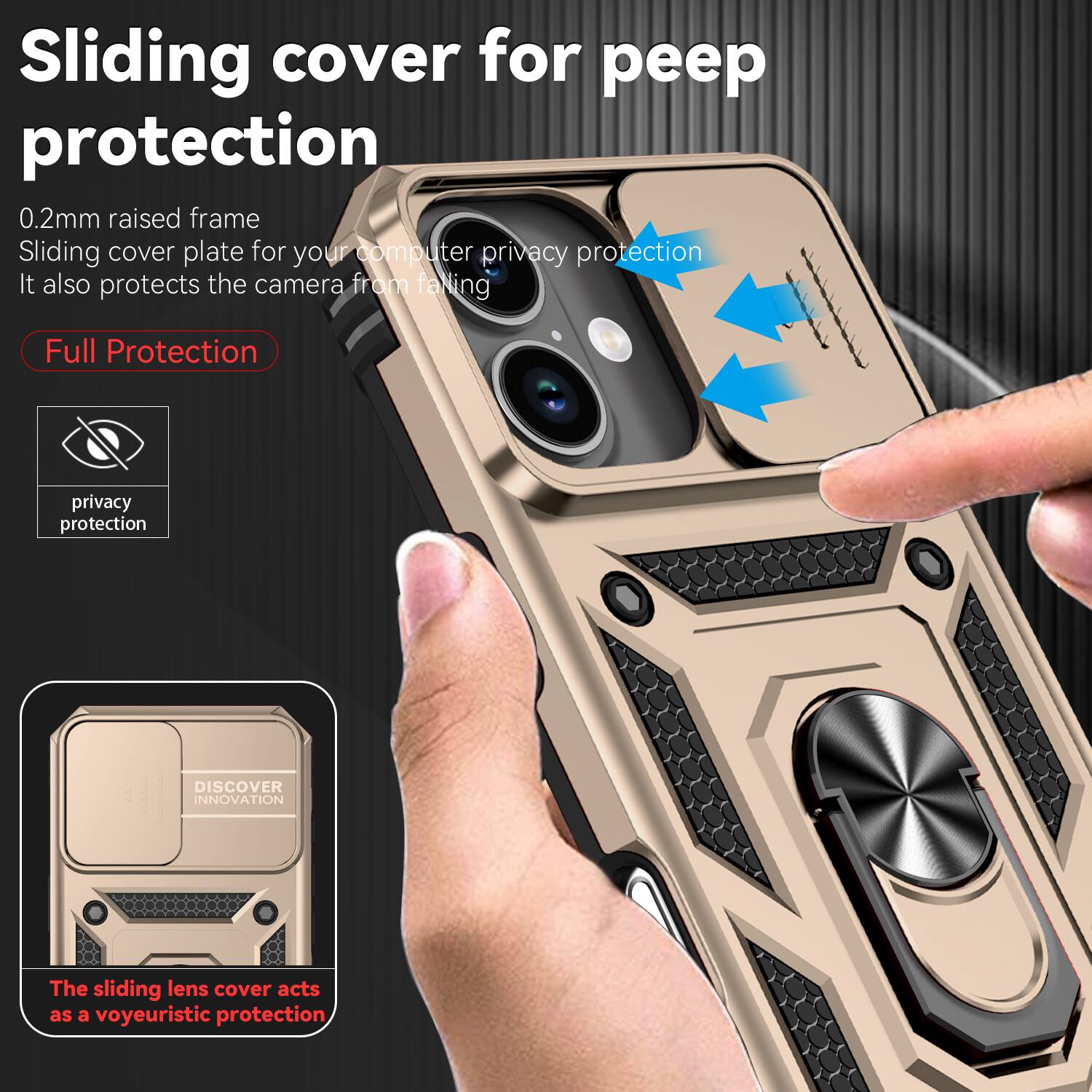 Sliding cover for peep protection

0.2mm raised frame
Sliding cover plate for your computer privacy protection
It also protects the camera from falling

Full Protection

privacy protection

DISCOVER INNOVATION
The sliding lens cover acts as a voyeuristic protection