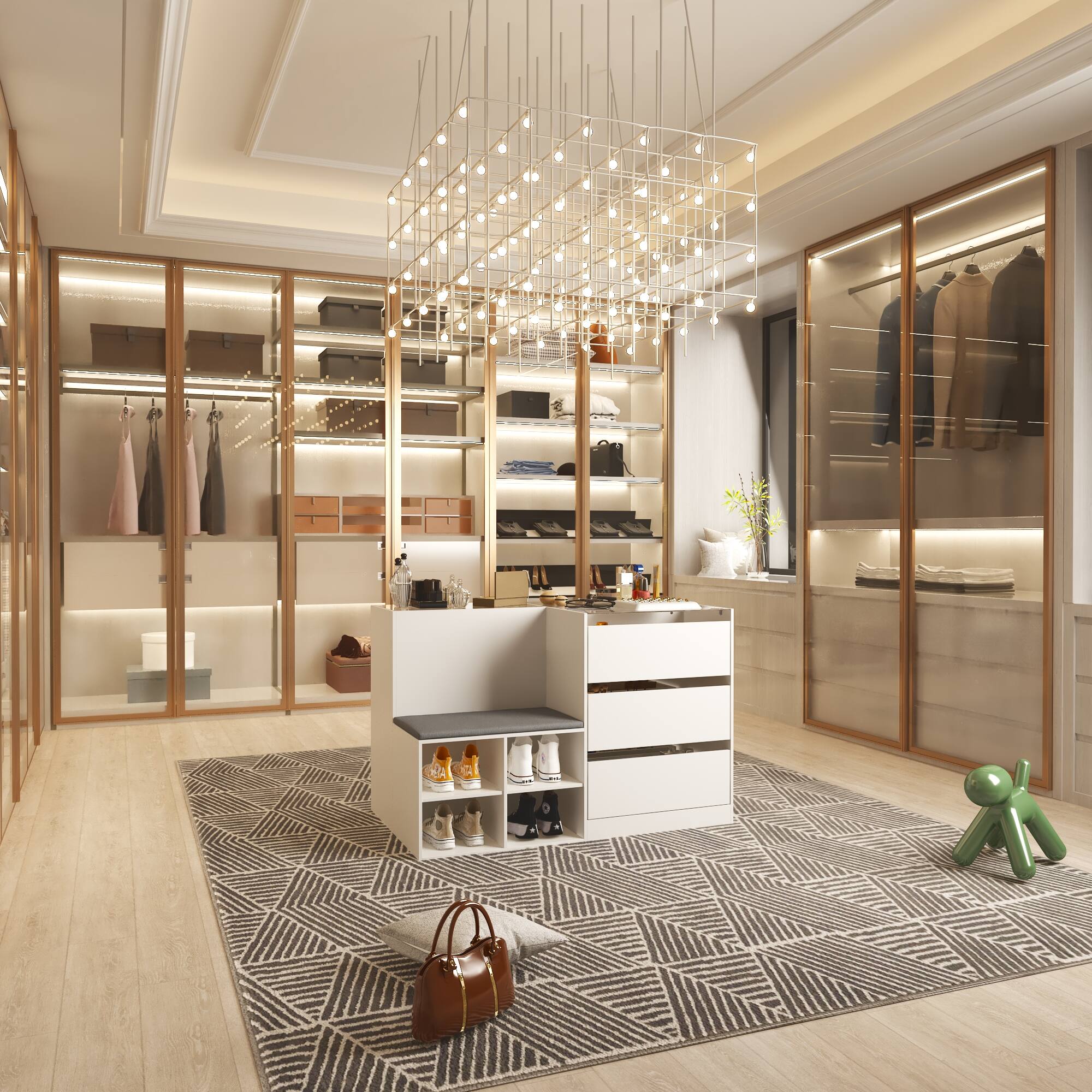 Alt View 1. FUFU & GAGA - Entryway Shoe Bench with Storage Drawers and Display Shelf Multifunctional Organizer for Living Room or Closet - White.